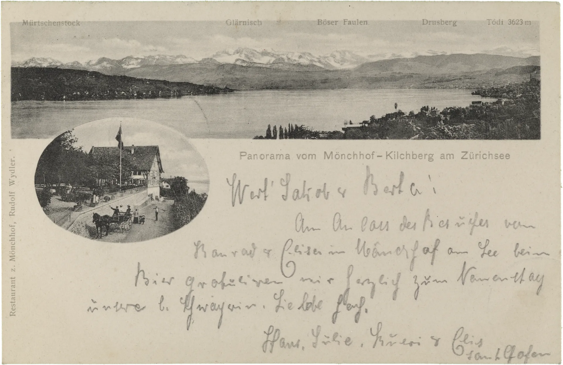 Panorama vom Mönchhof- Kilchberg am Zürichsee – Vorderseite