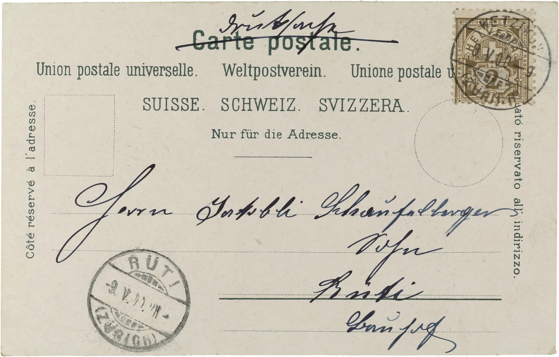 Gruss aus Wetzikon – Rückseite