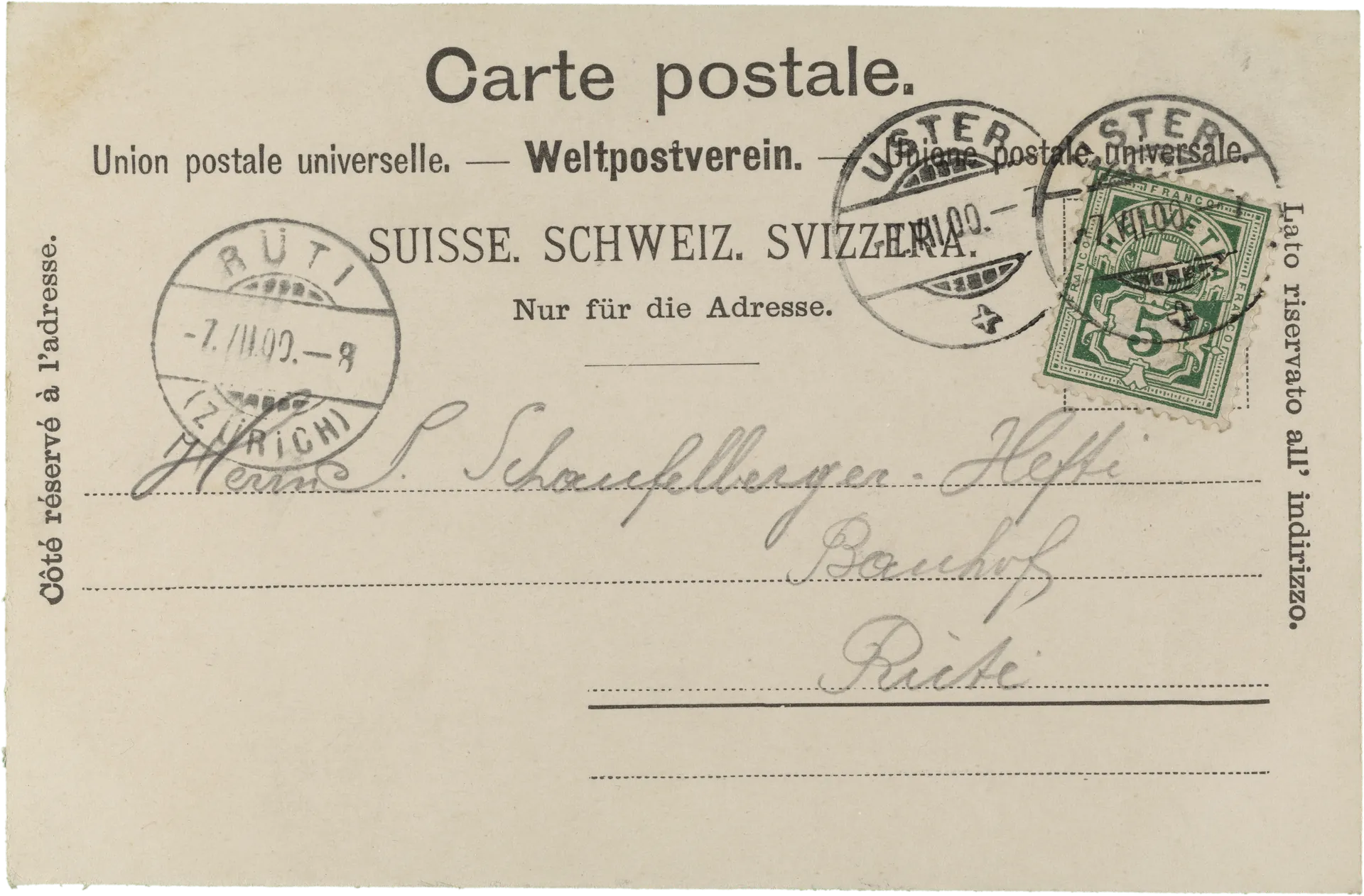 Gruss aus Uster – Rückseite