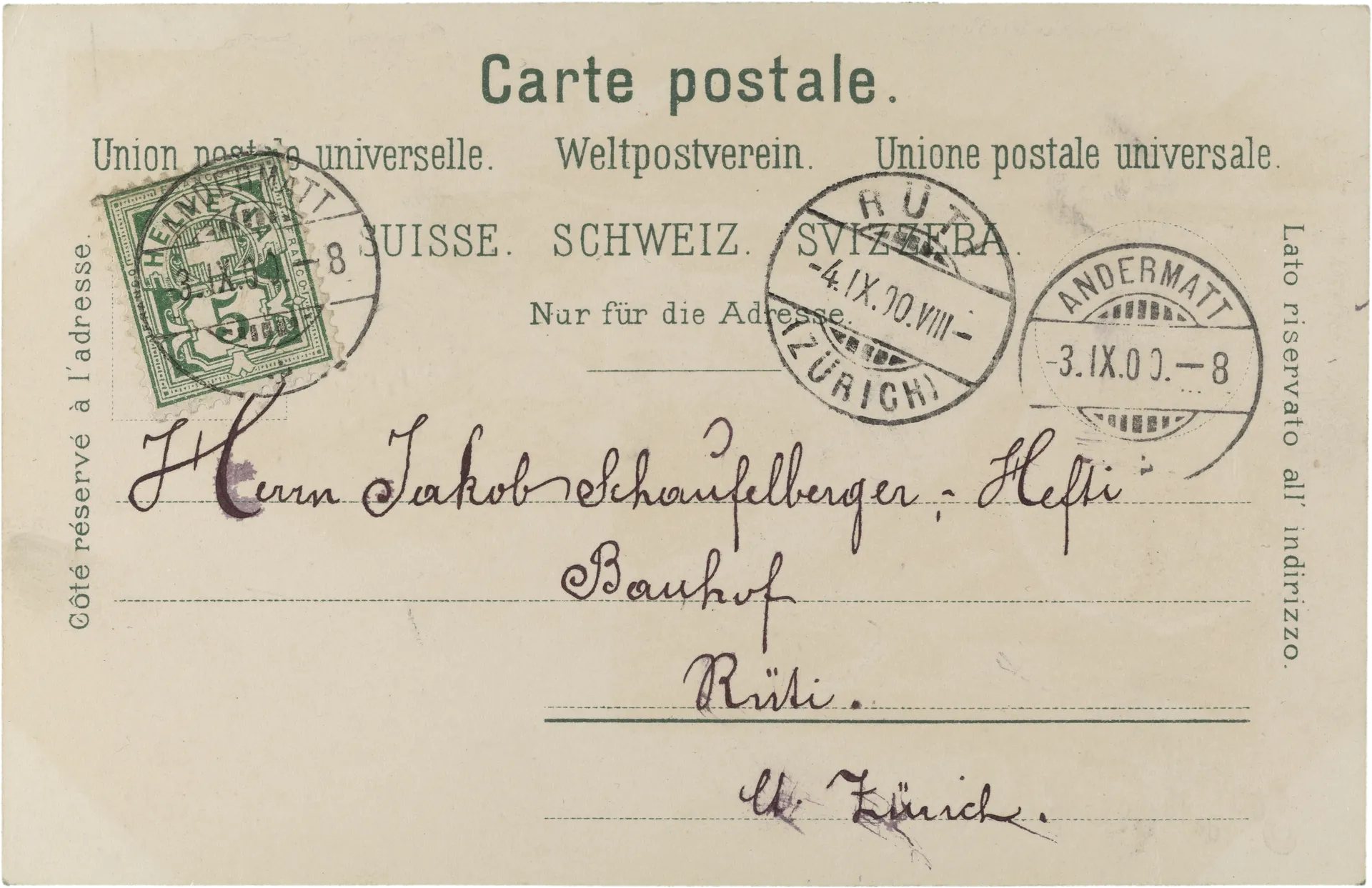 Souvenir de la Furka – Rückseite