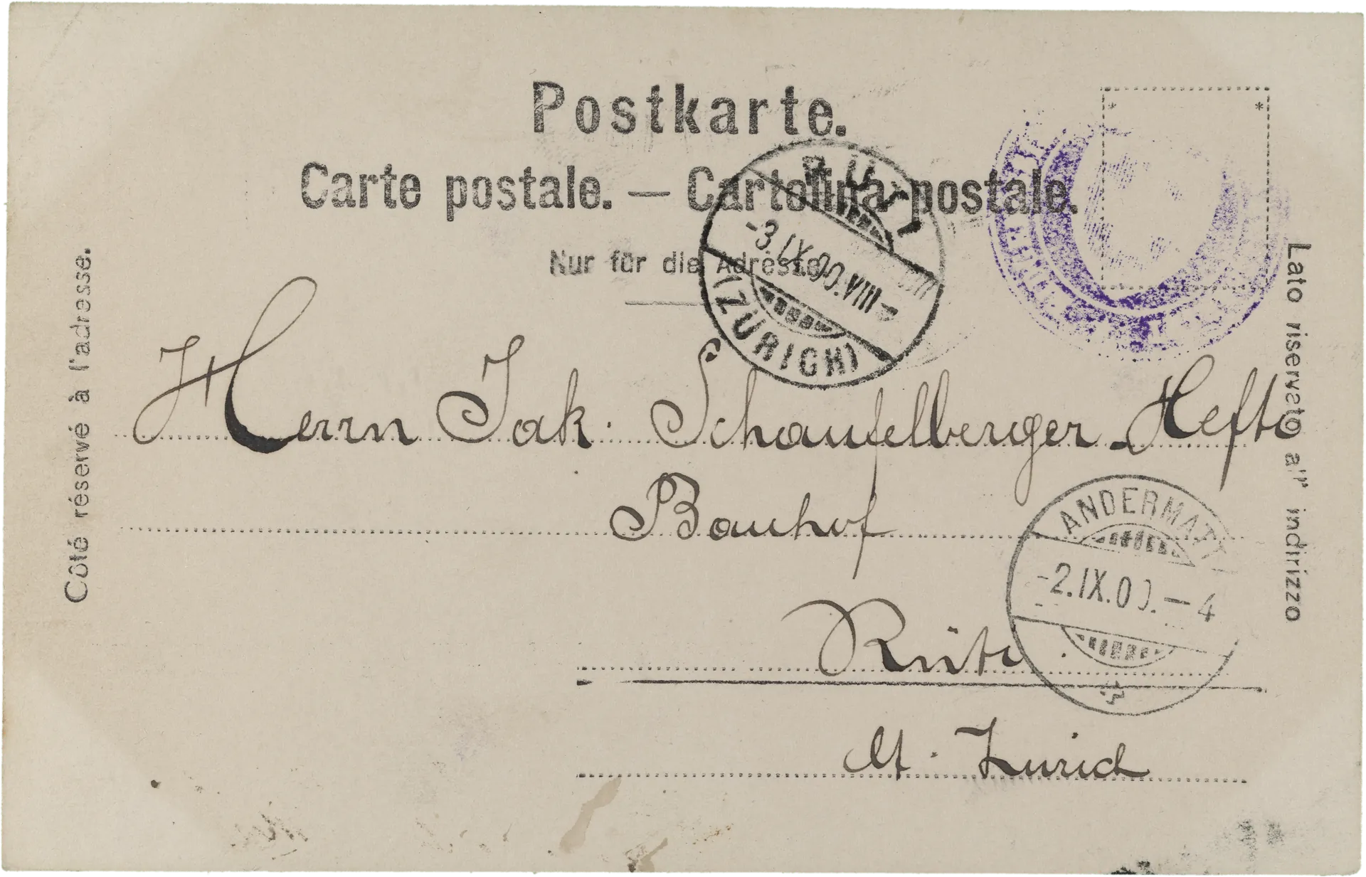 Collage Militär, Andermatt – Rückseite