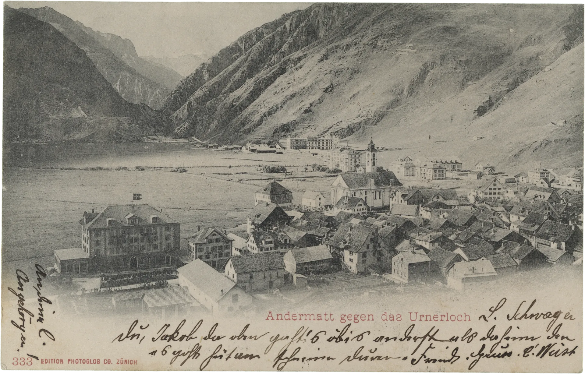 Andermatt gegen das Urnerloch – Vorderseite