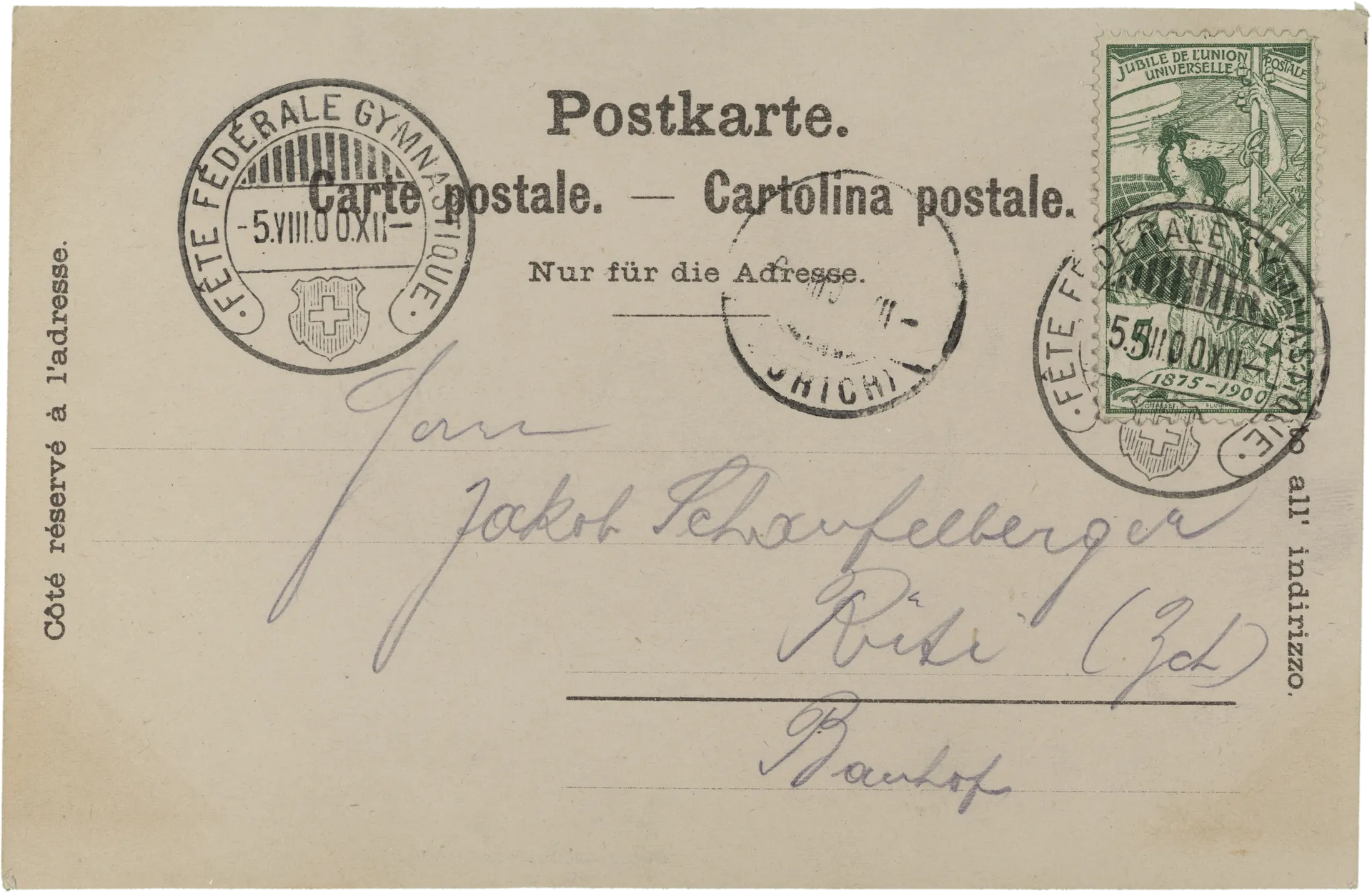Fête Fédérale Gymnastique La Chaux de Fonds – Rückseite