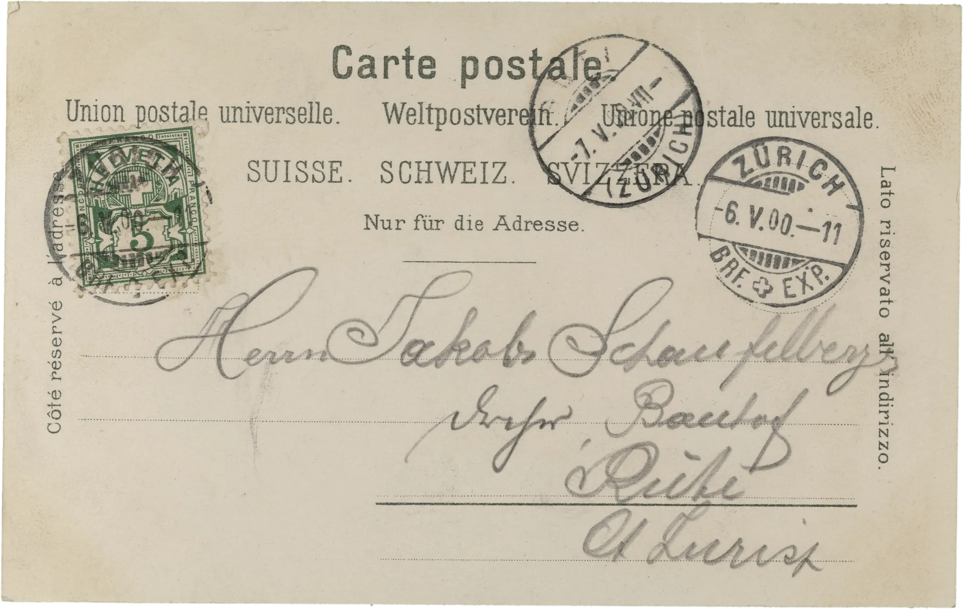 Gruss aus Zürich – Rückseite