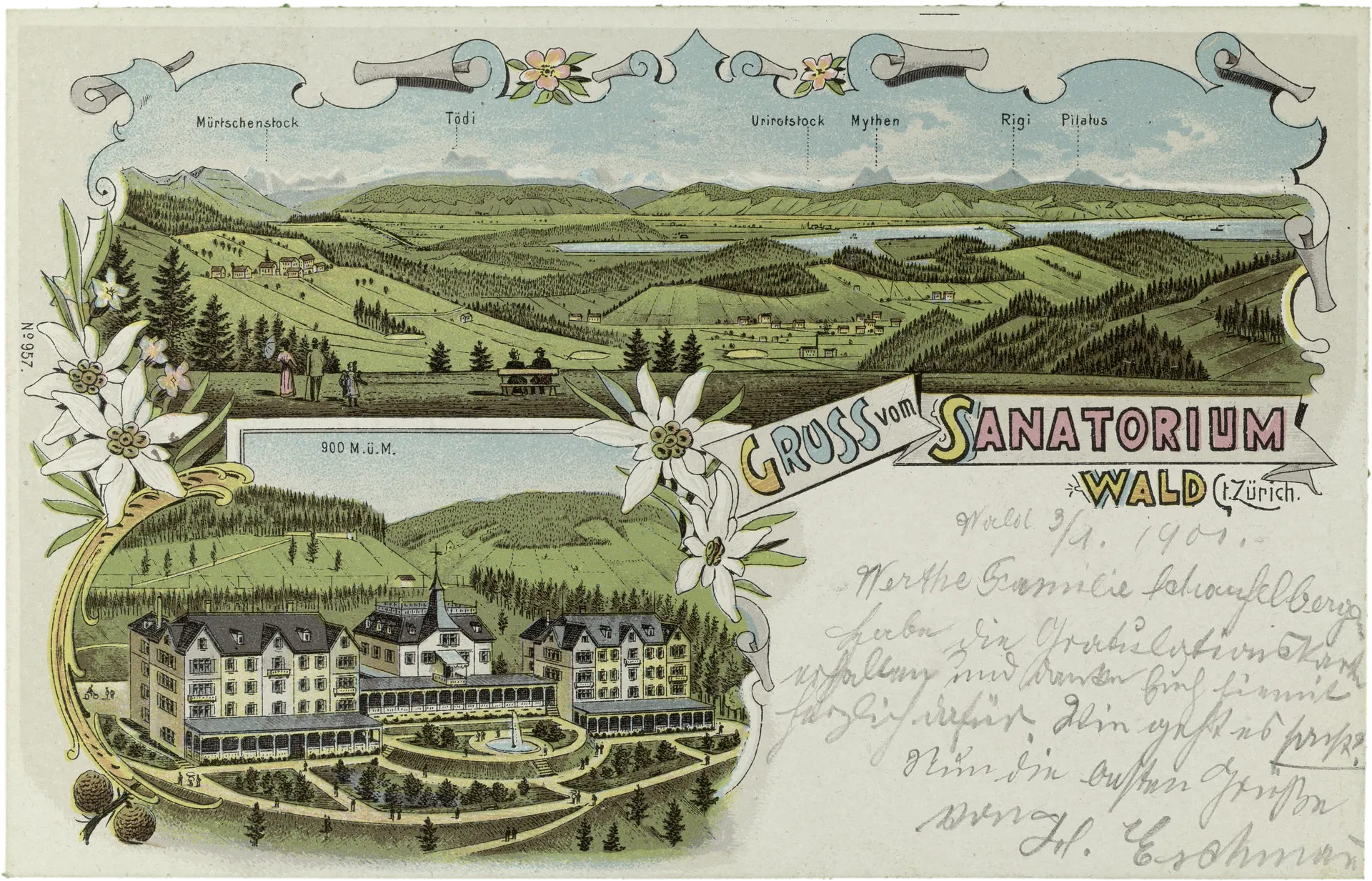 Gruss vom Sanatorium Wald Ct. Zürich – Vorderseite