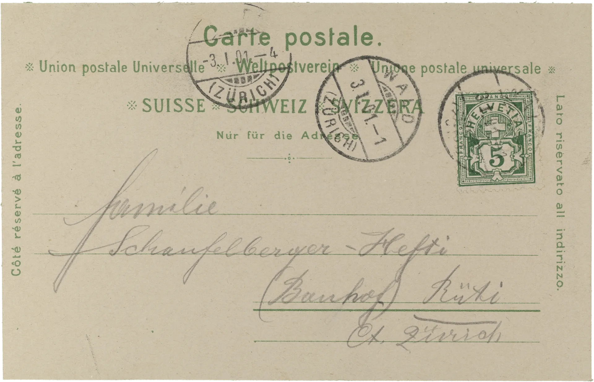 Gruss vom Sanatorium Wald Ct. Zürich – Rückseite