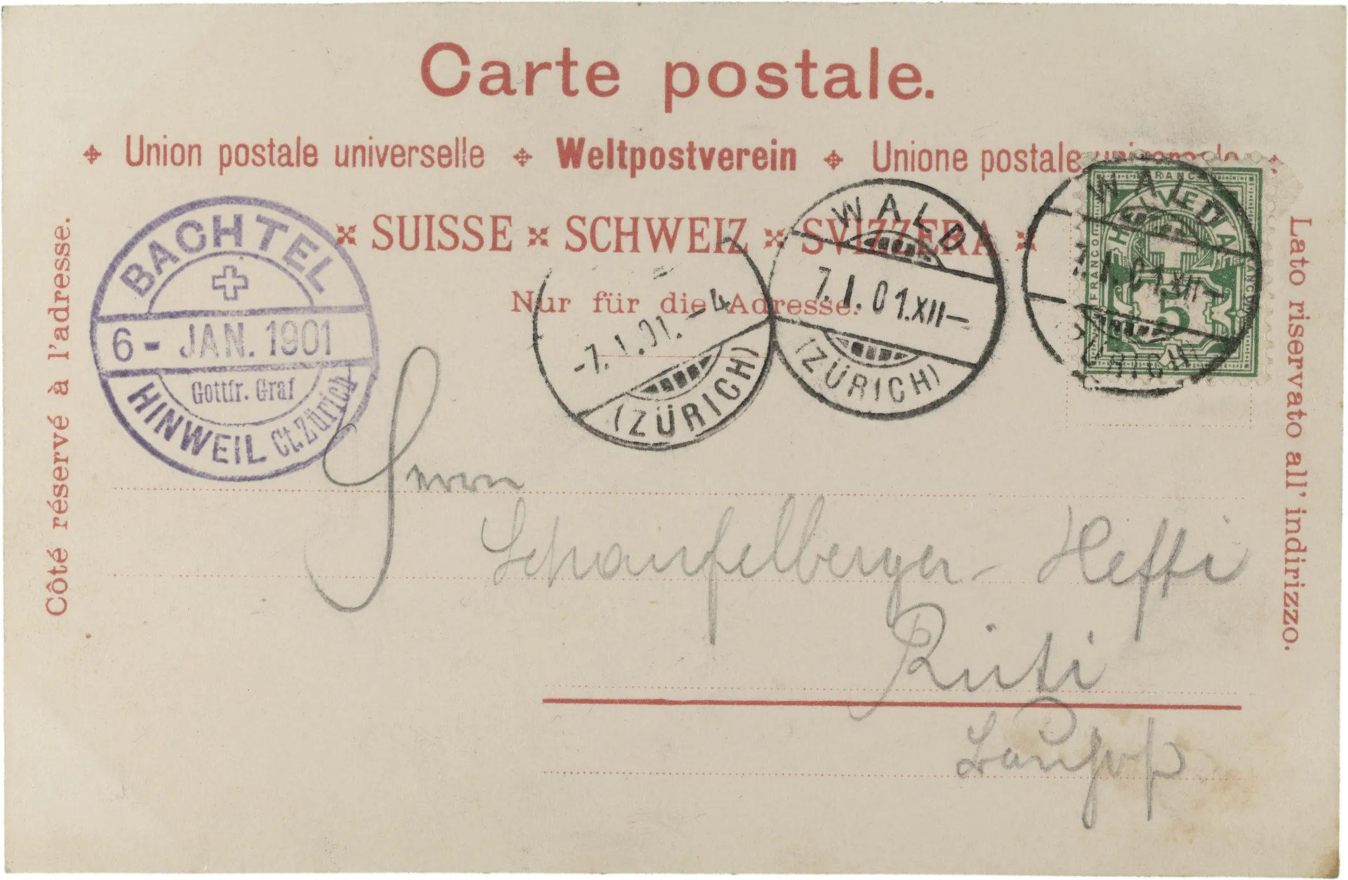 Gruss von Bachtel – Rückseite