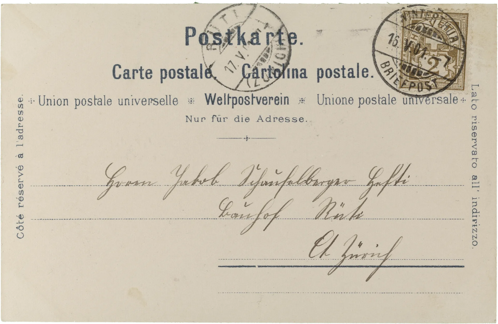 Gruss aus Winterthur – Rückseite