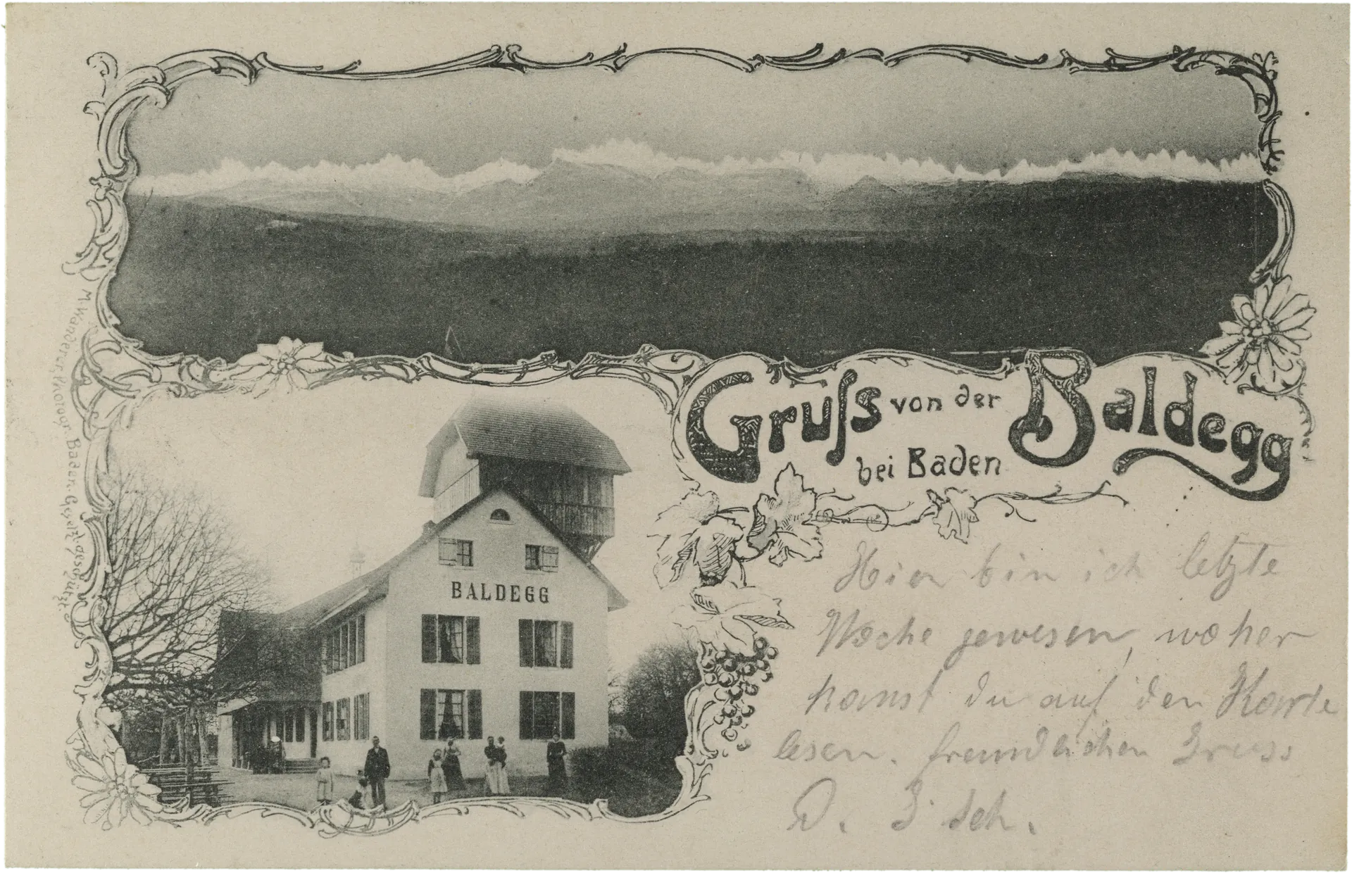 Gruss von der Baldegg bei Baden – Vorderseite