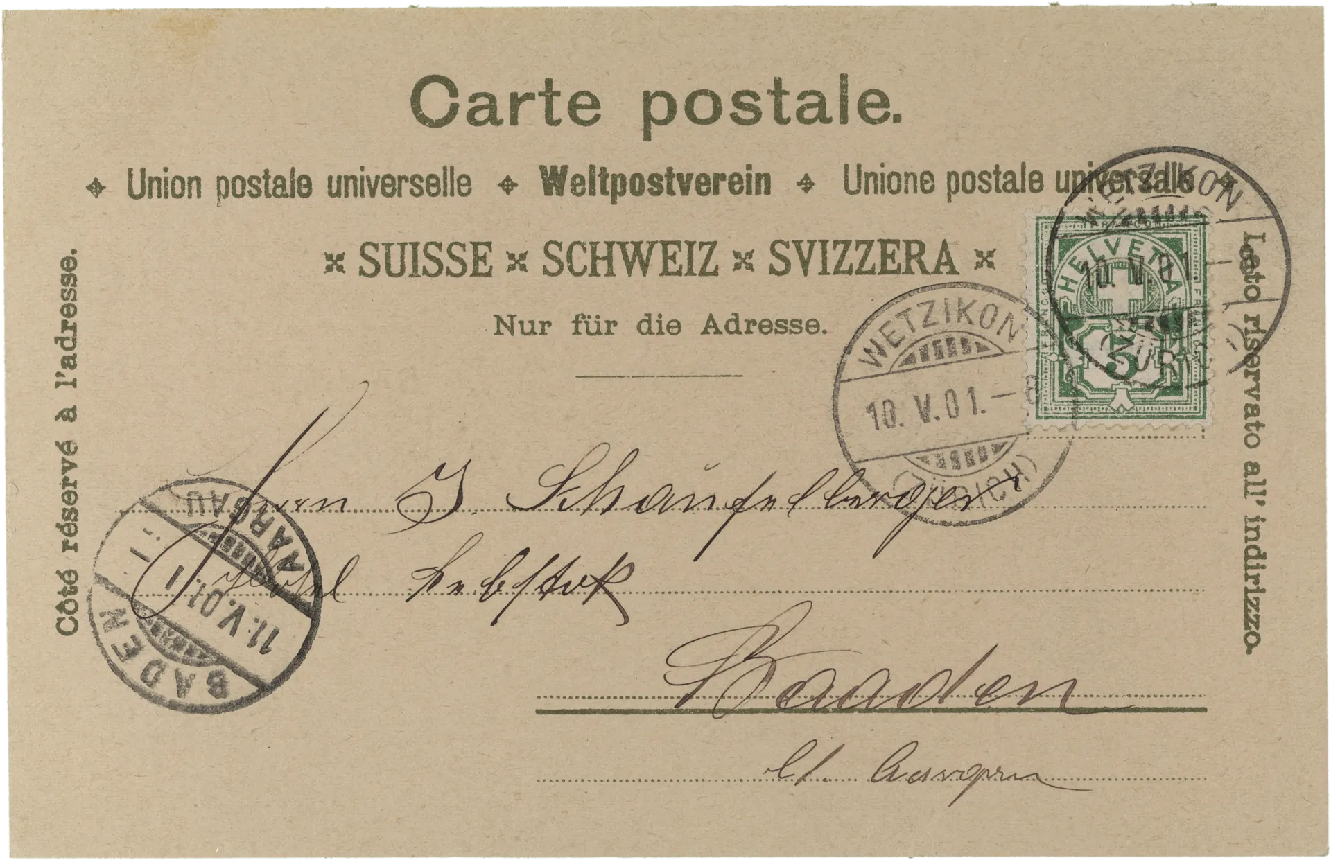 Gruss aus Wetzikon. – Rückseite