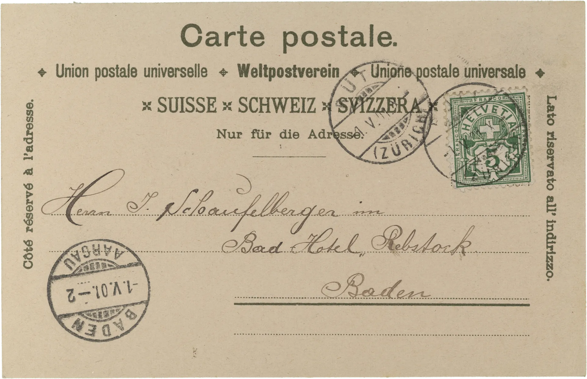Gruss aus Rüti. – Rückseite