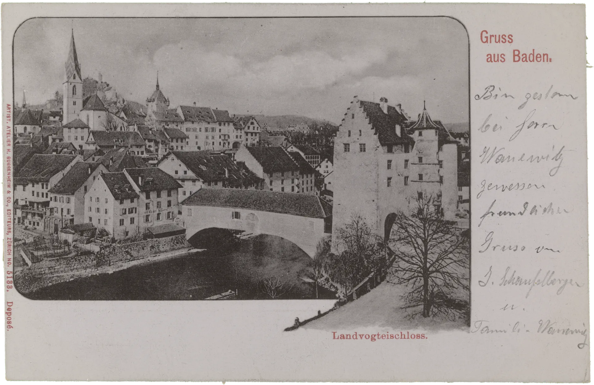 Gruss aus Baden. Landvogteischloss. – Vorderseite