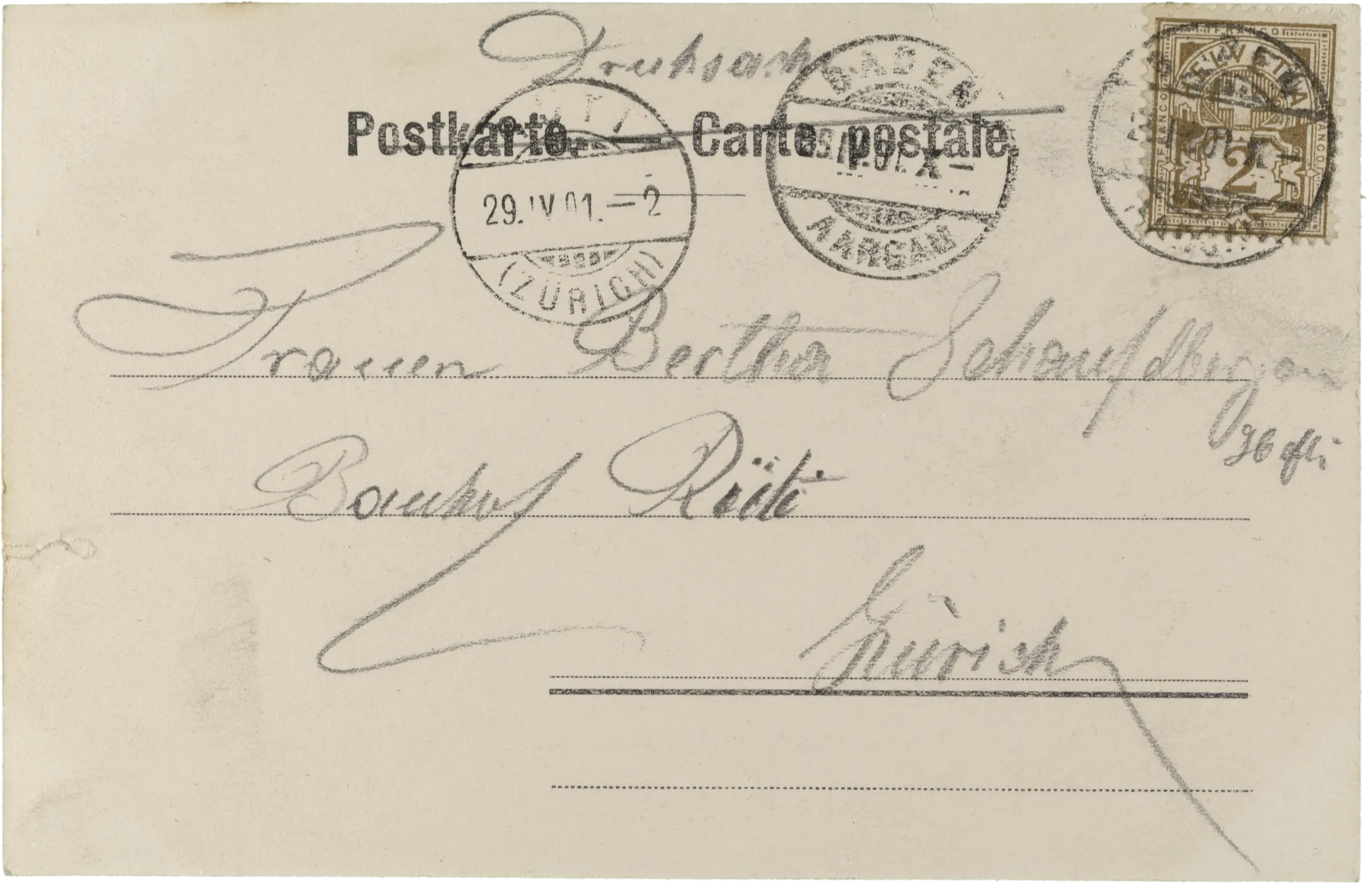 Gruss aus Baden. Hôtels in Ennetbaden. – Rückseite