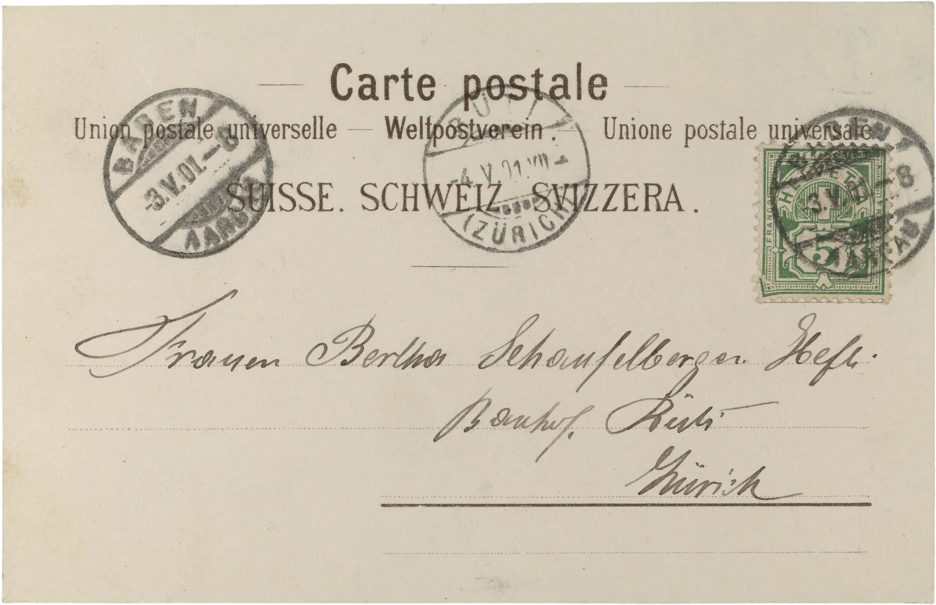 Bad-Hotel "Rebstock" BADEN H.WEIMANN-MÜLLER Propr. – Rückseite