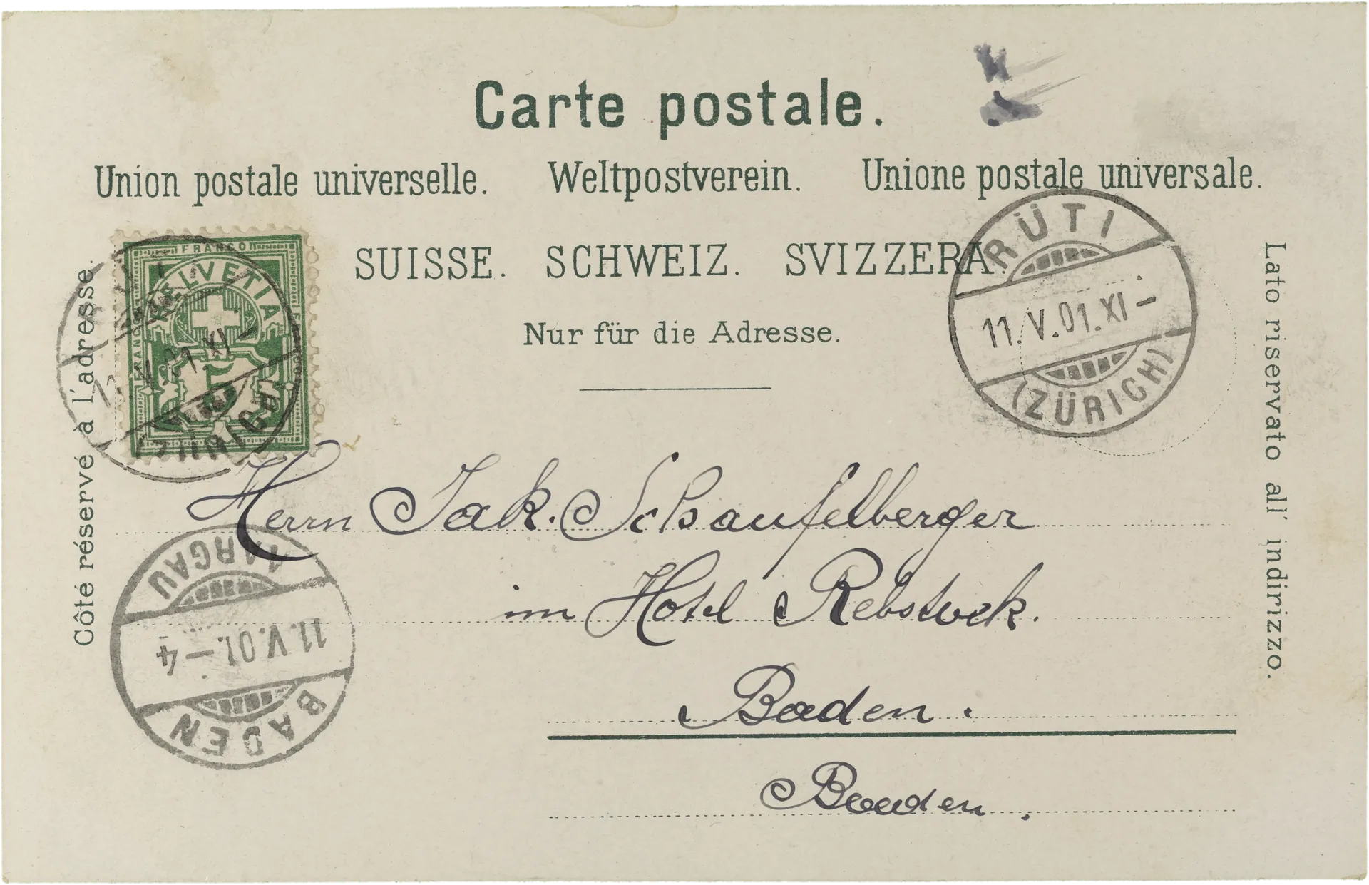 Gruss aus Rüti. – Rückseite