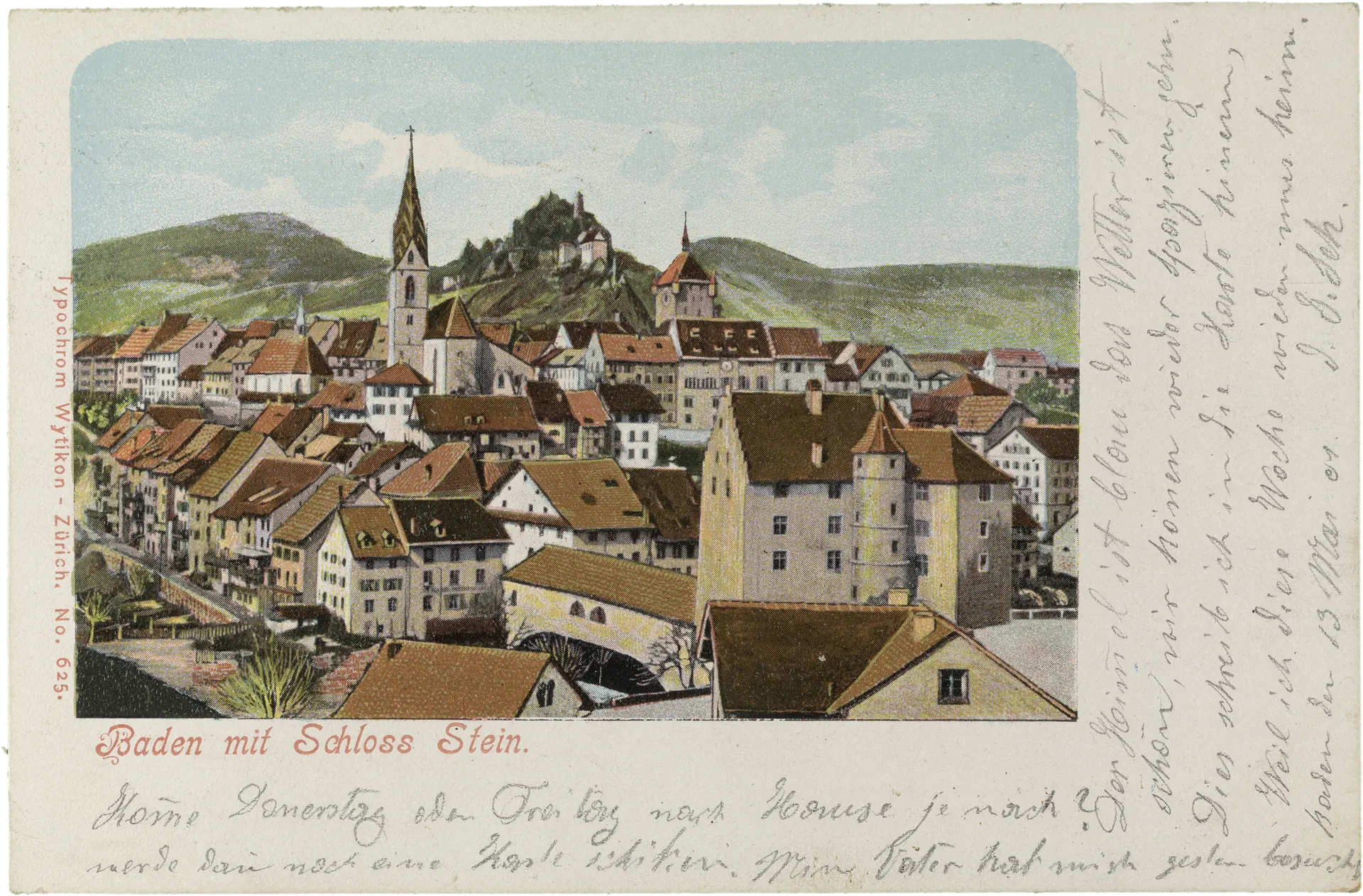 Baden mit Schloss Stein. – Vorderseite