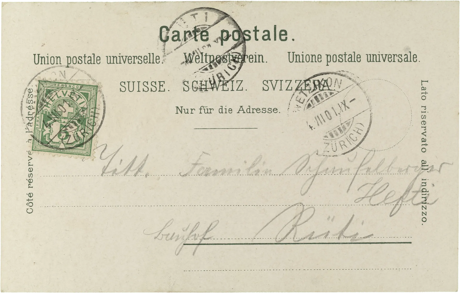 Gruss aus Wetzikon – Rückseite
