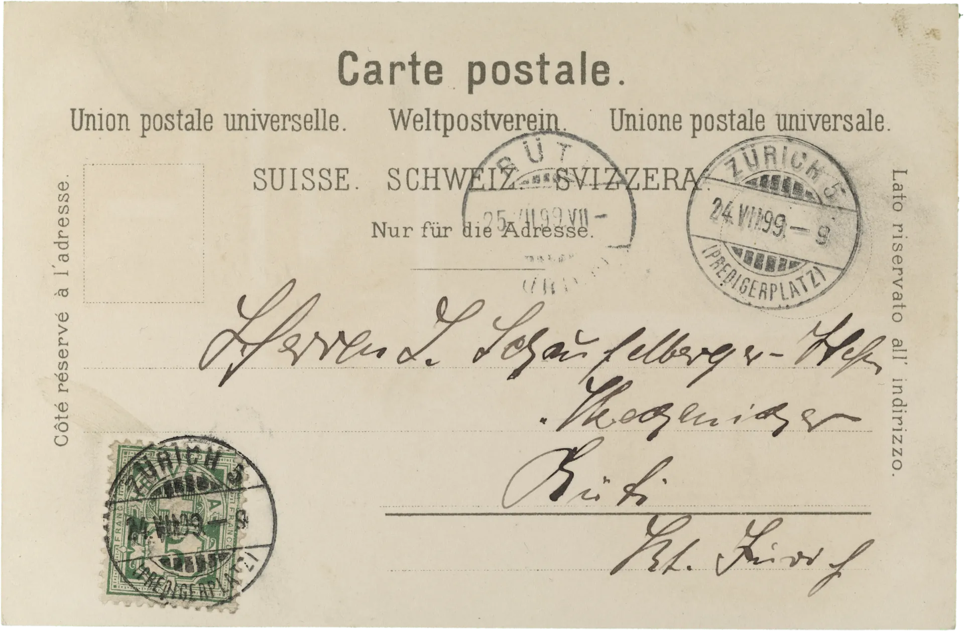 Gruss aus Zürich – Rückseite