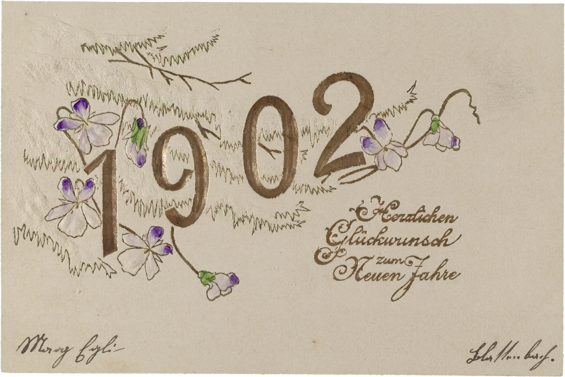 1902. Herzlichen Glückwunsch zum neuen Jahre – Vorderseite