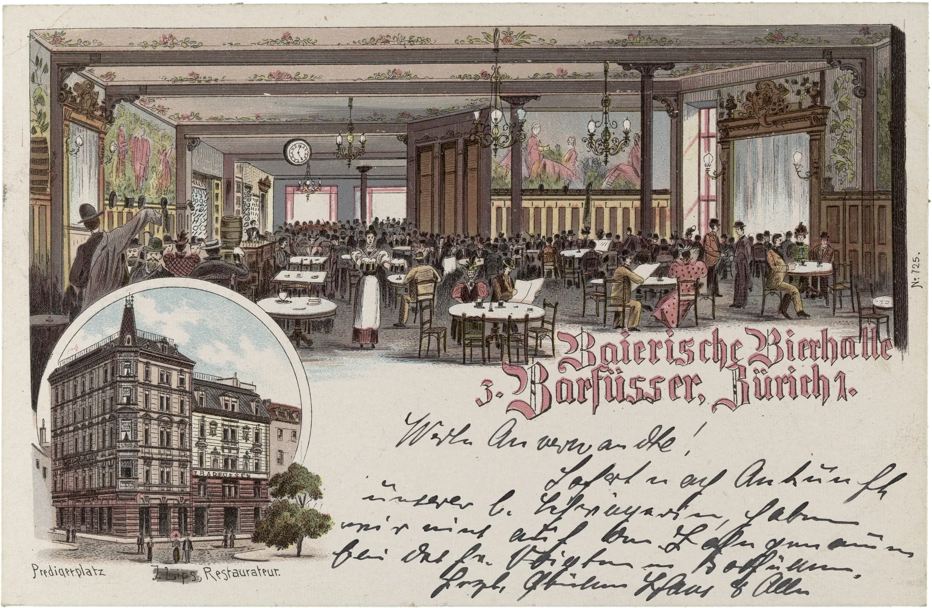 Bairische Bierhalle z. Barfüsser, Zürich 1 – Vorderseite