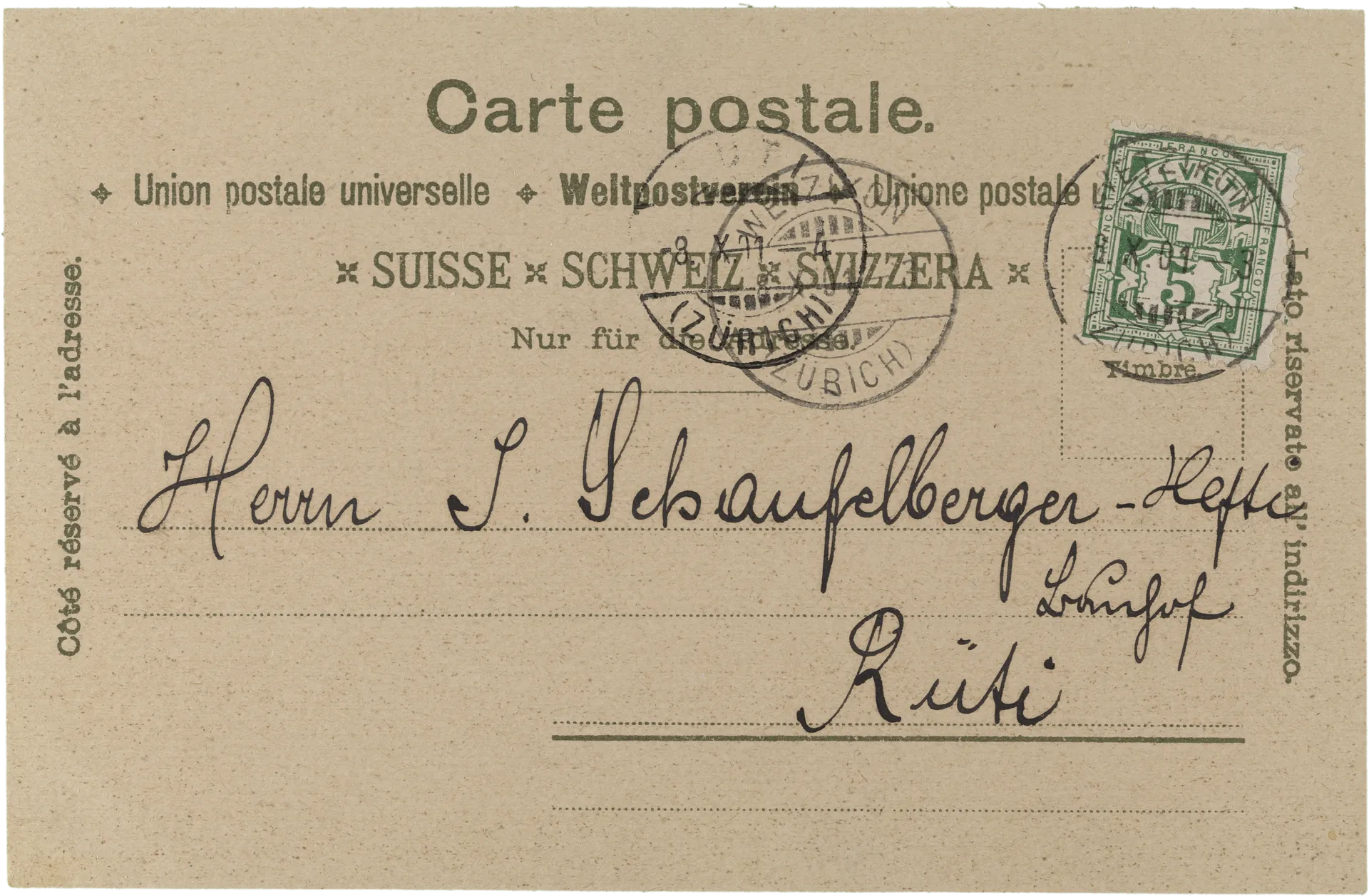 Gruss aus Wetzikon – Rückseite