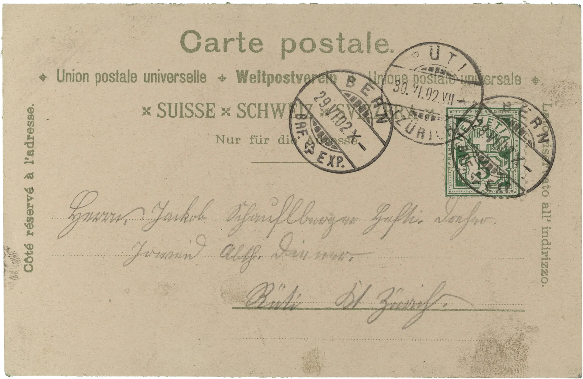 Gruss aus Bern. Kornhauskeller – Rückseite