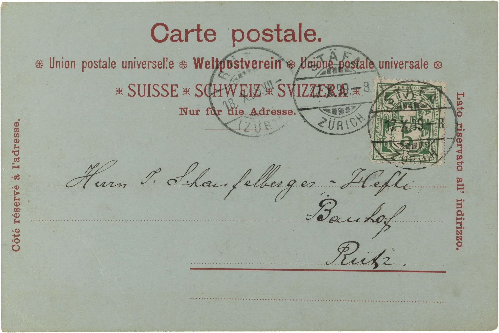 Gruss aus Stäfa – Rückseite