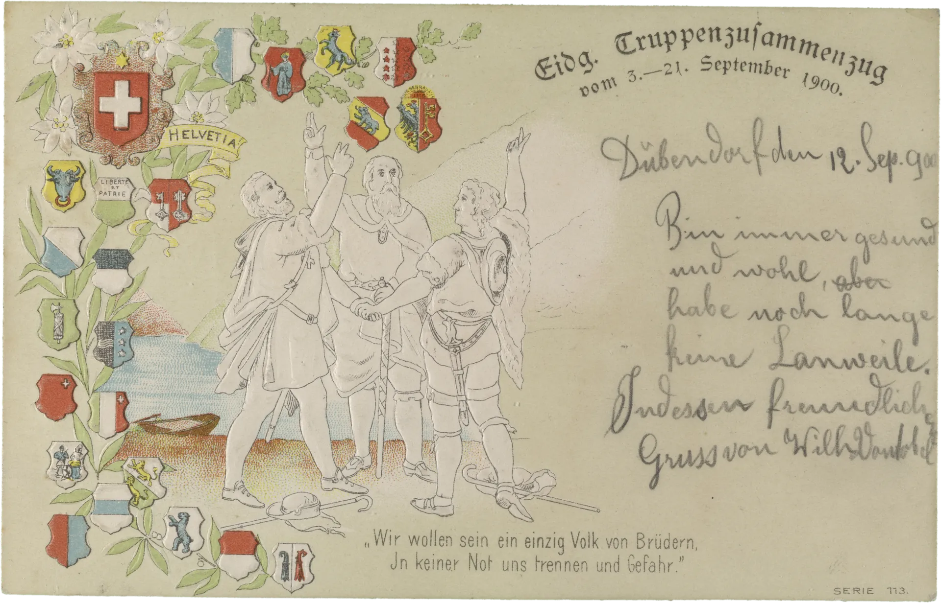 Eidg. Truppenzusammenzug vom 3.—21. September 1900. – Vorderseite