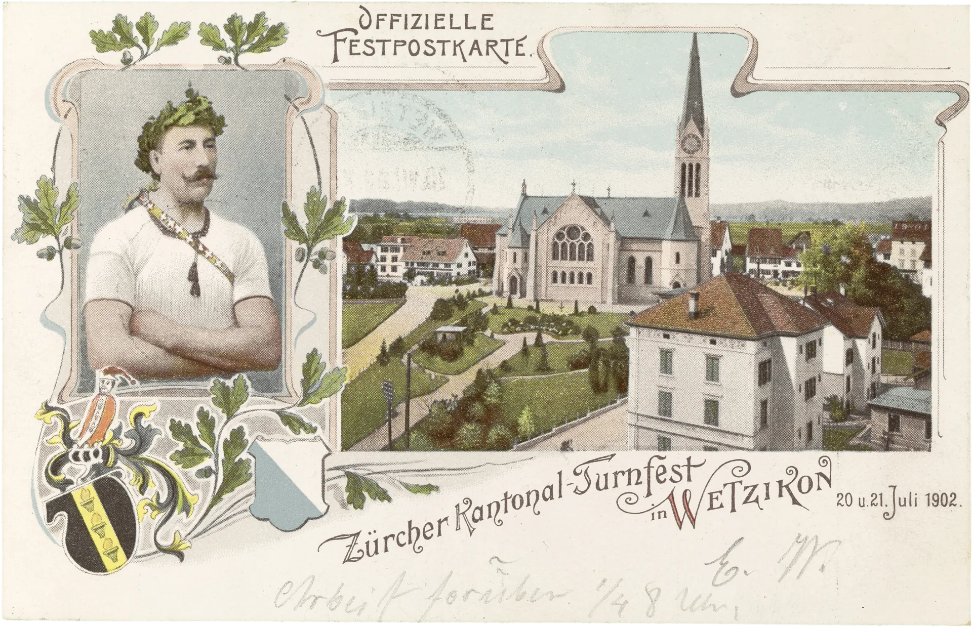 Zürcher Kantonal-Turnfest in Wetzikon 20. u. 21. Juli 1902. – Vorderseite