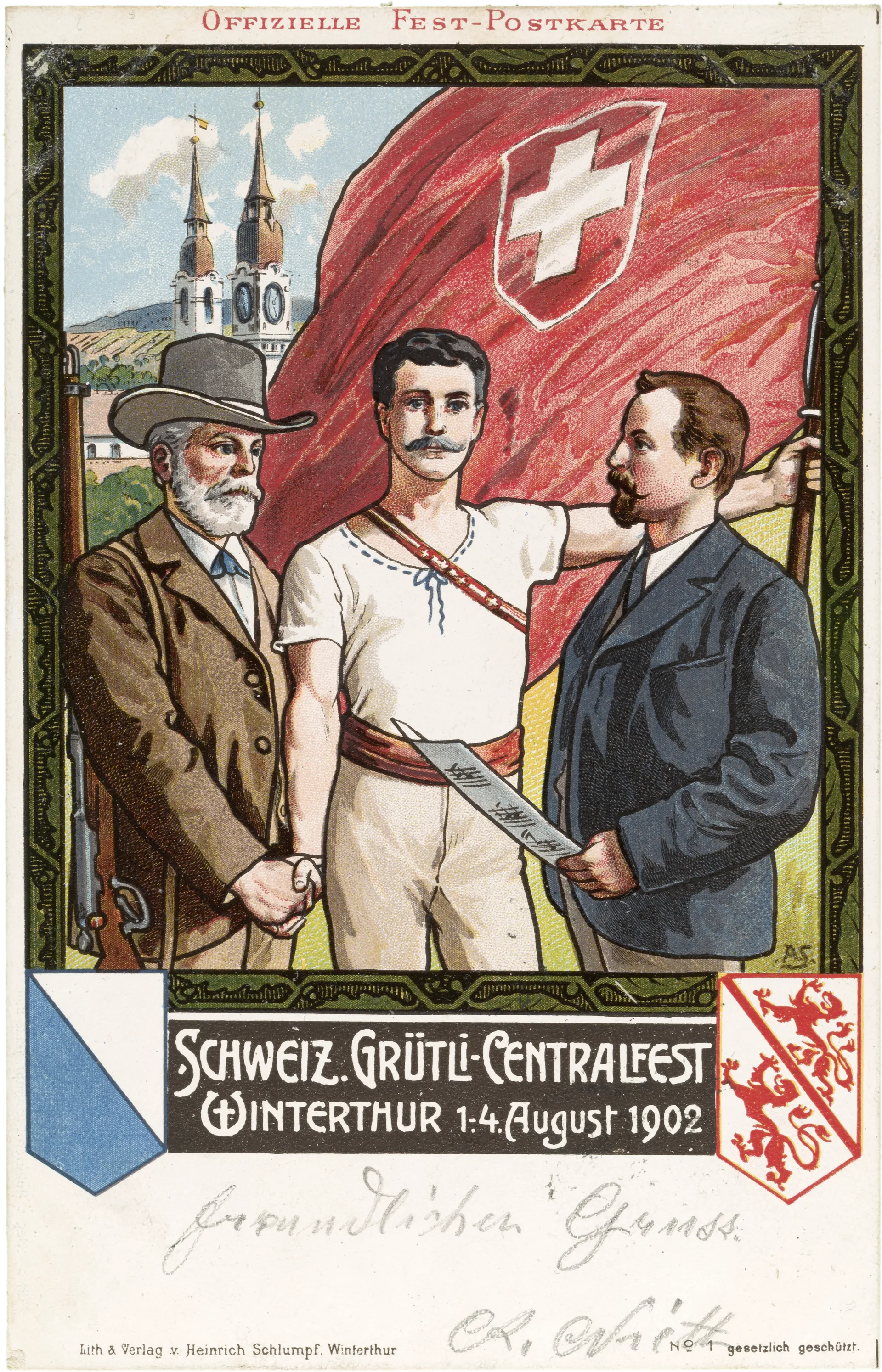 Schweiz. Grütli-Centralfest Winterthur 1.-4.August 1902 – Vorderseite