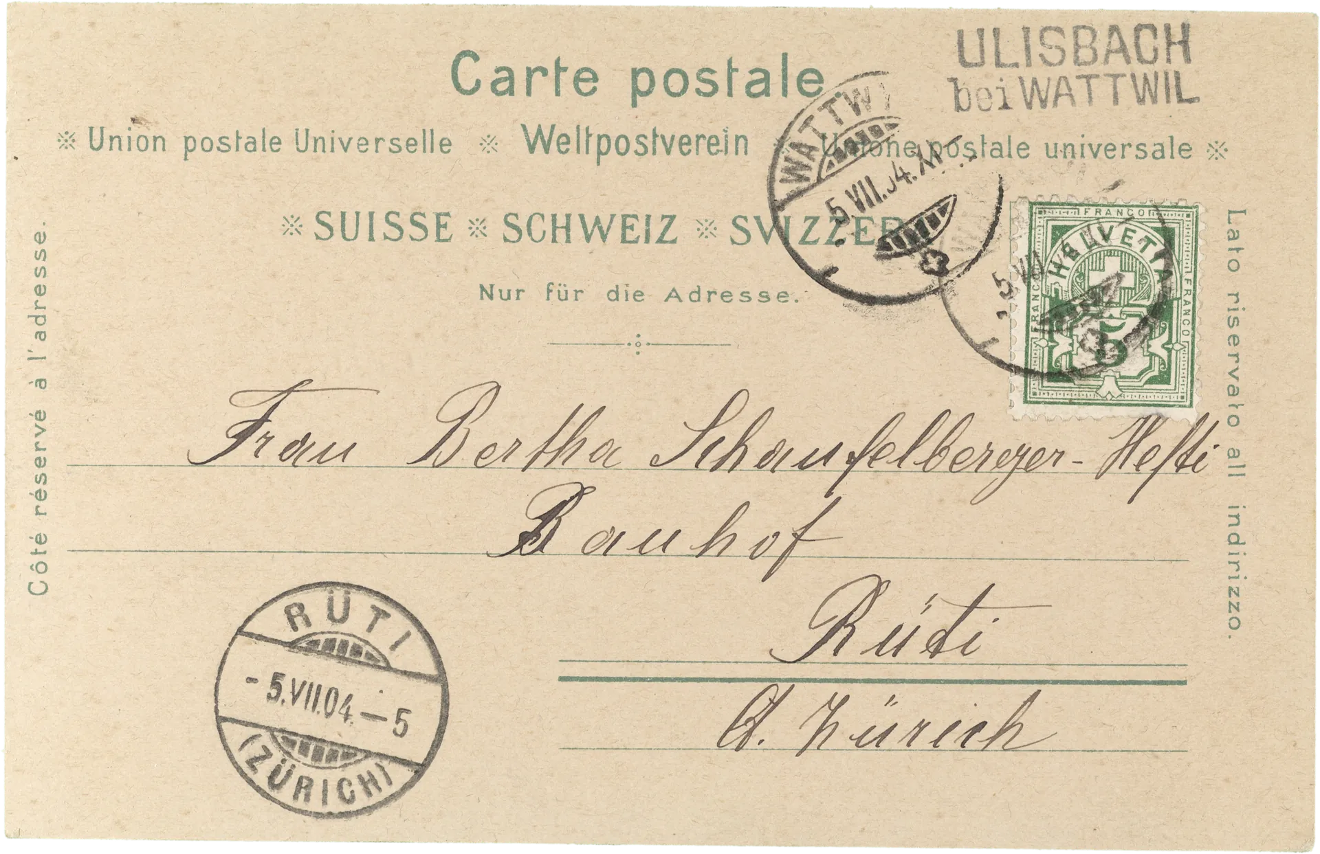 Gruss aus Wattwil – Rückseite