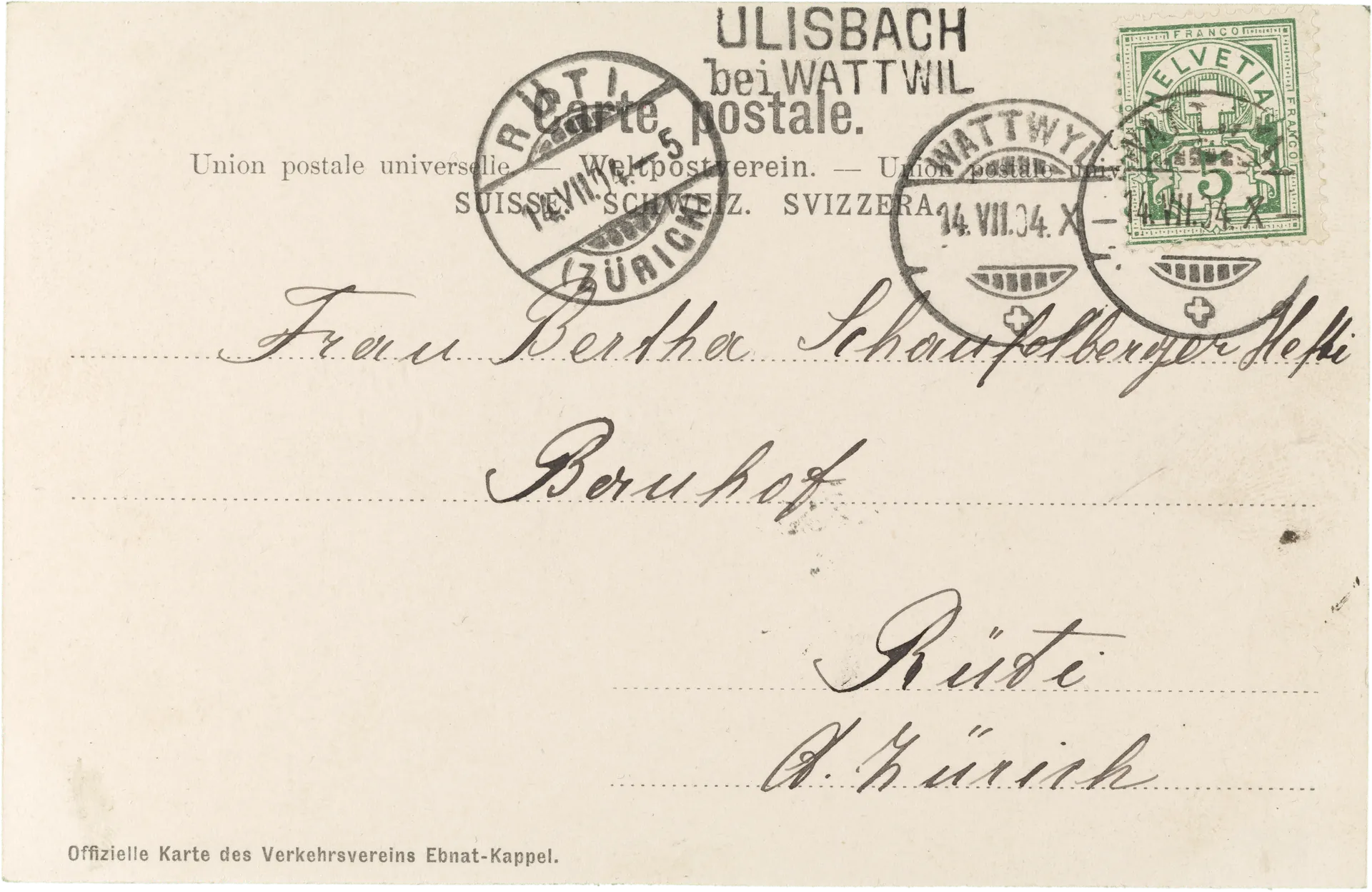 Gruss aus Ebnat. (Toggenburg) – Rückseite