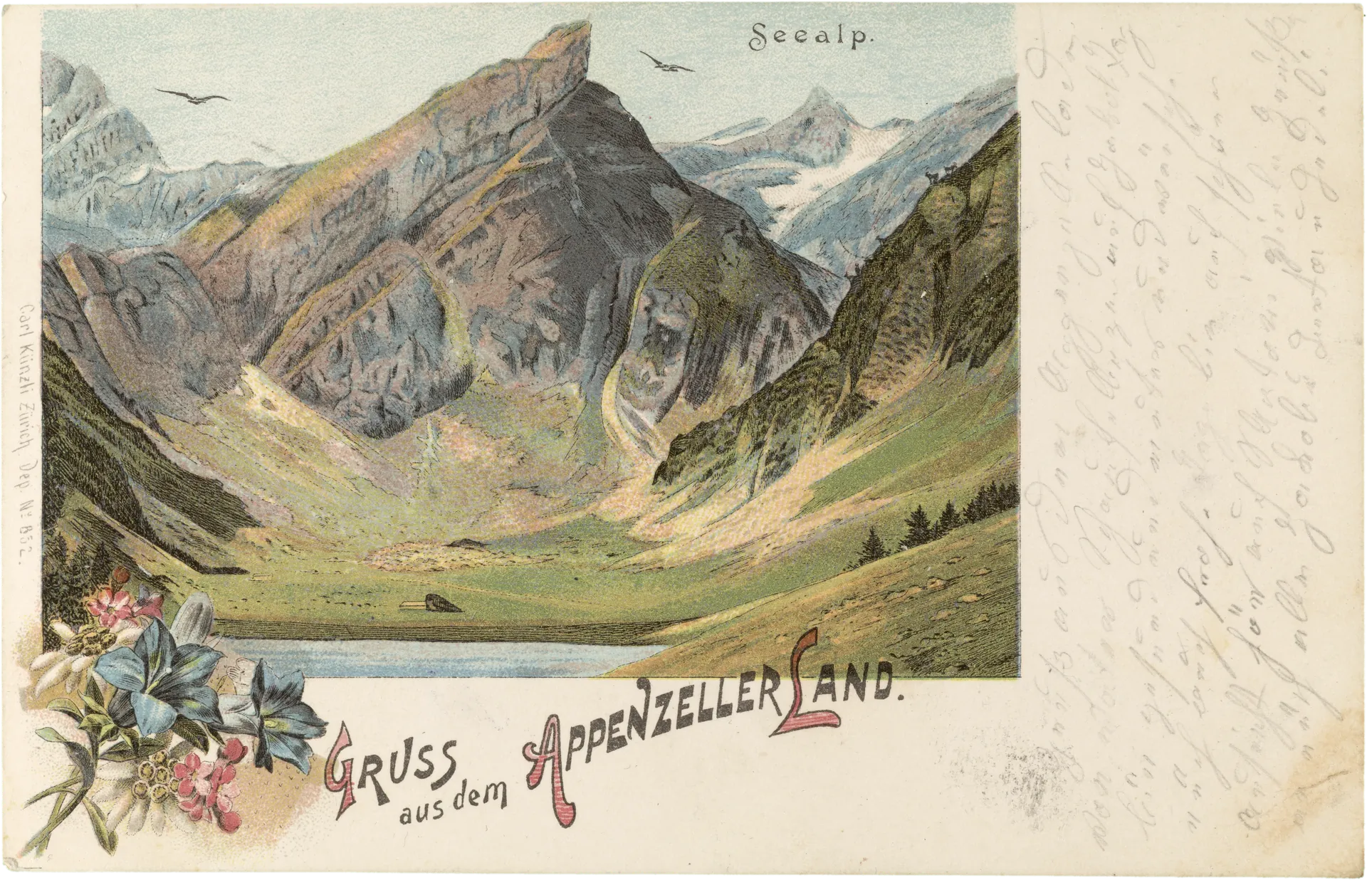 Gruss aus dem Appenzellerland. Seealp – Vorderseite