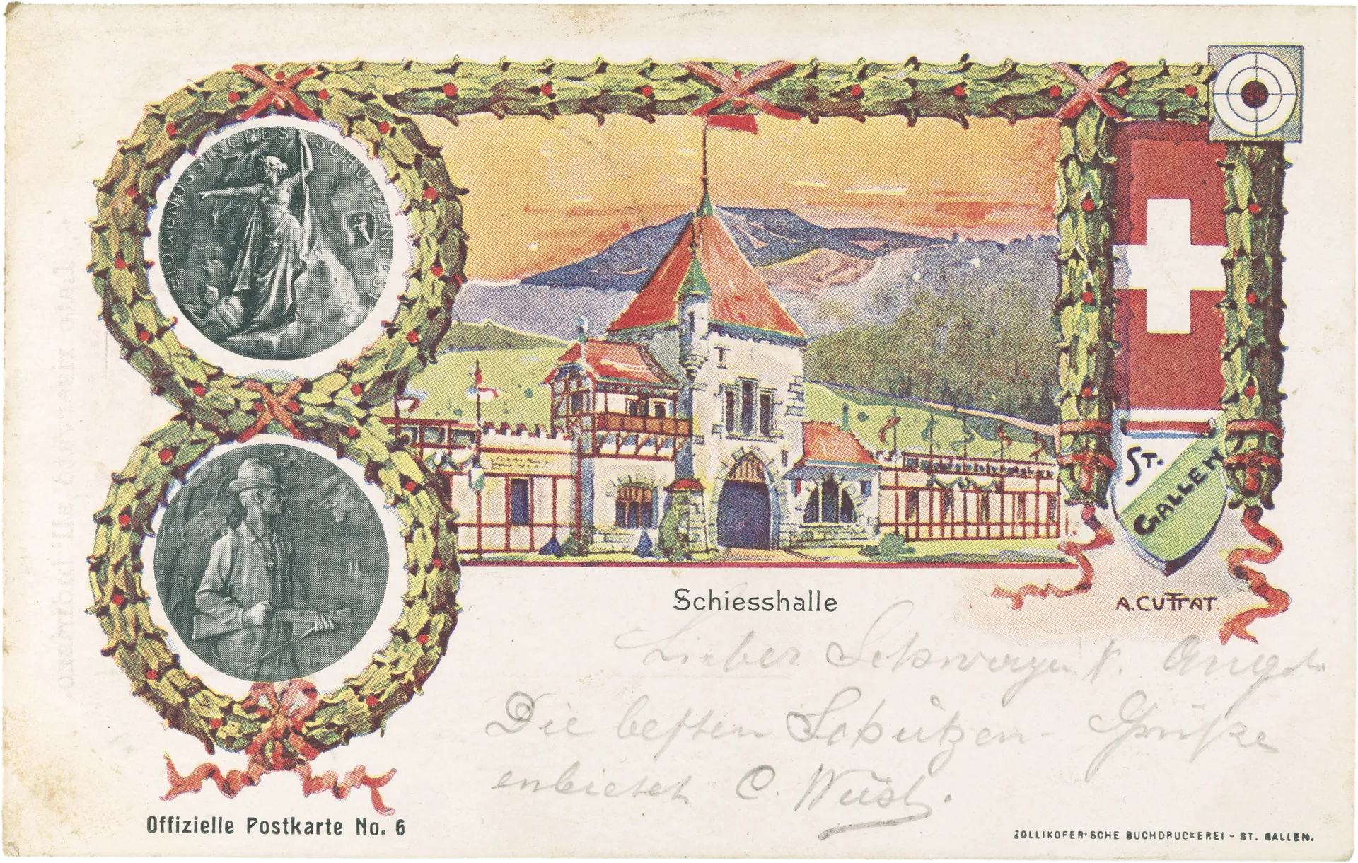 Schiesshalle St. Gallen. Eidg. Schützenfest 1904 – Vorderseite