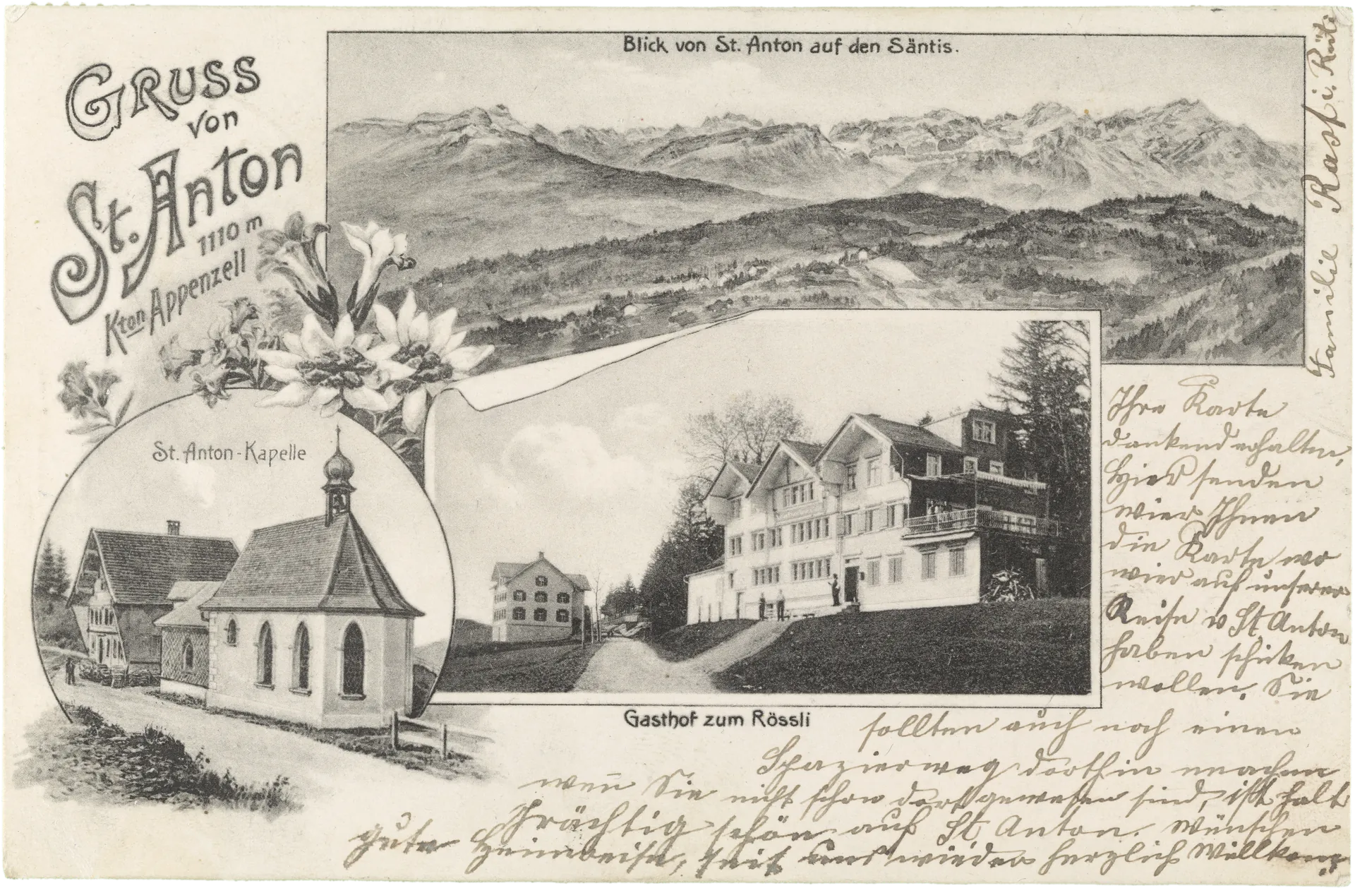 Gruss von St. Anton 1110m Kton Appenzell – Vorderseite