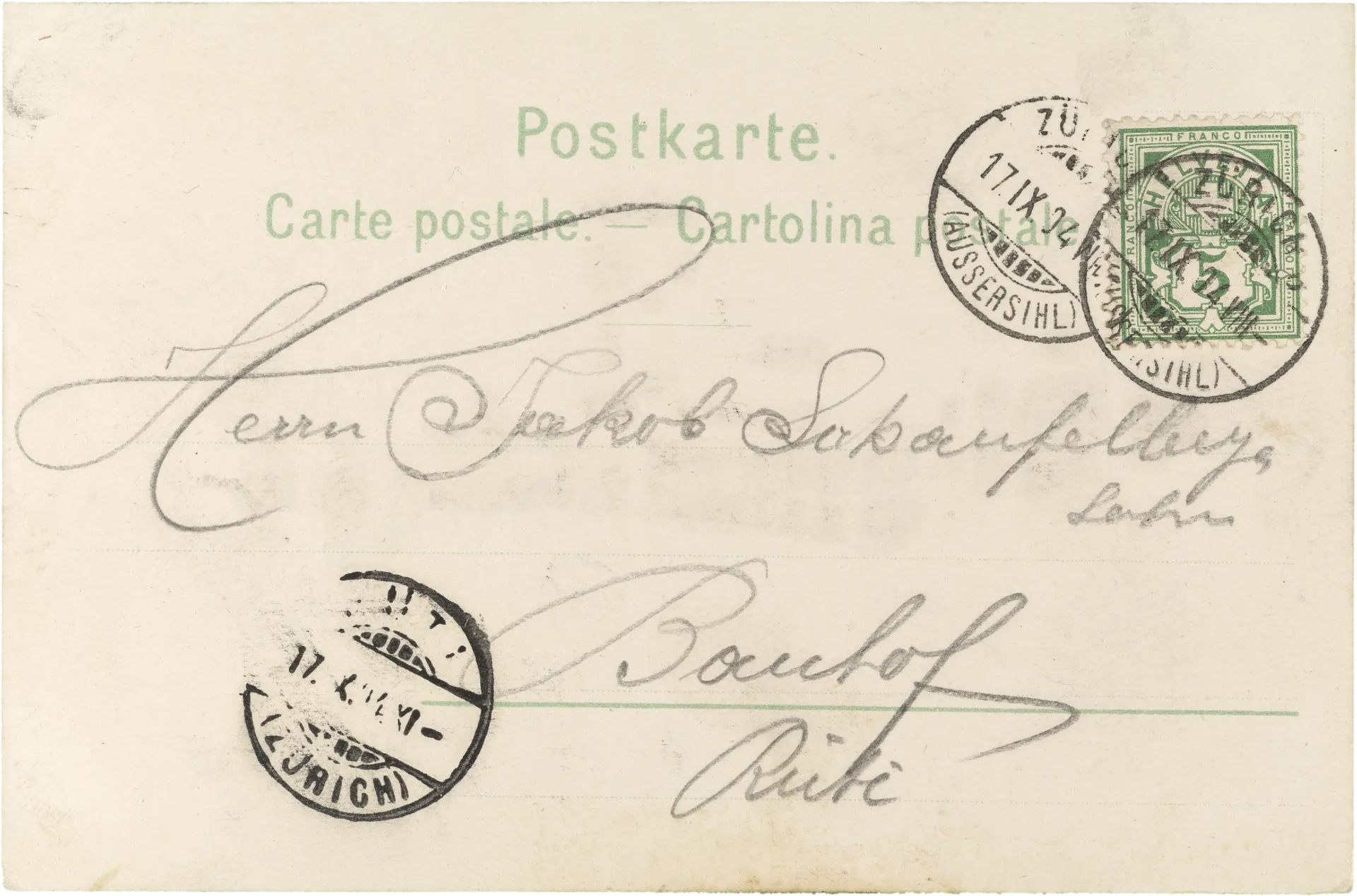 Gruss aus Zürich. Landesmuseum – Rückseite