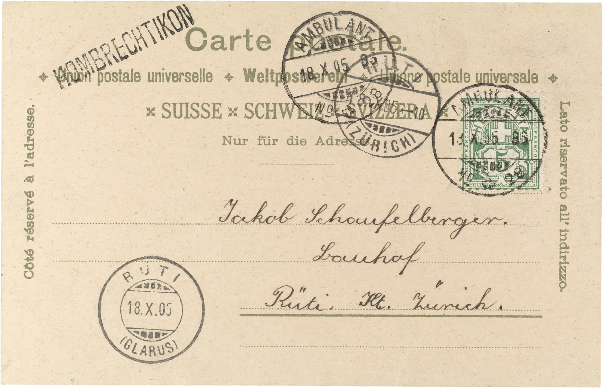 Gruss aus Hombrechtikon – Rückseite