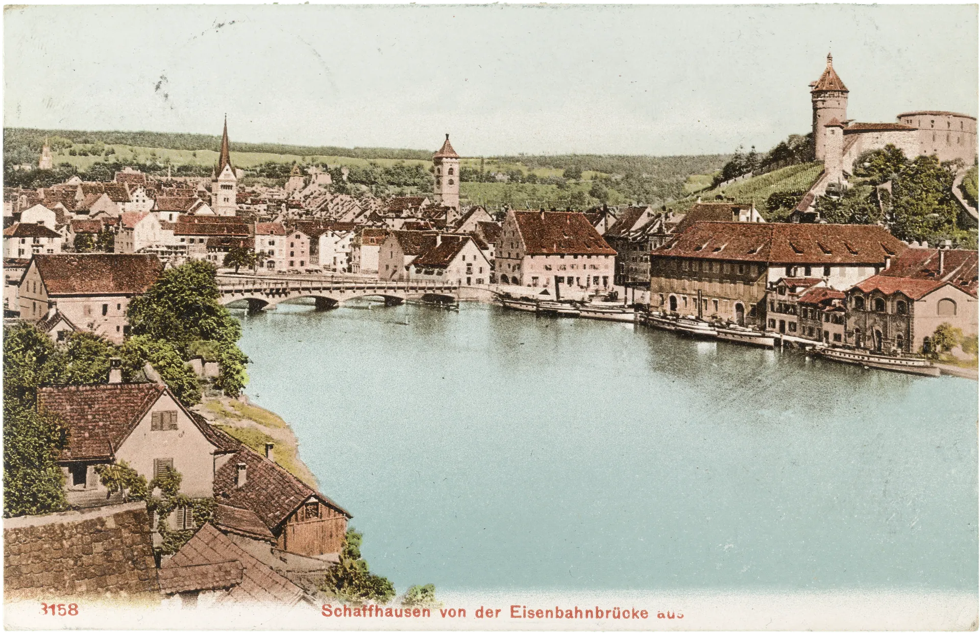 Schaffhausen von der Eisenbahnbrücke aus – Vorderseite