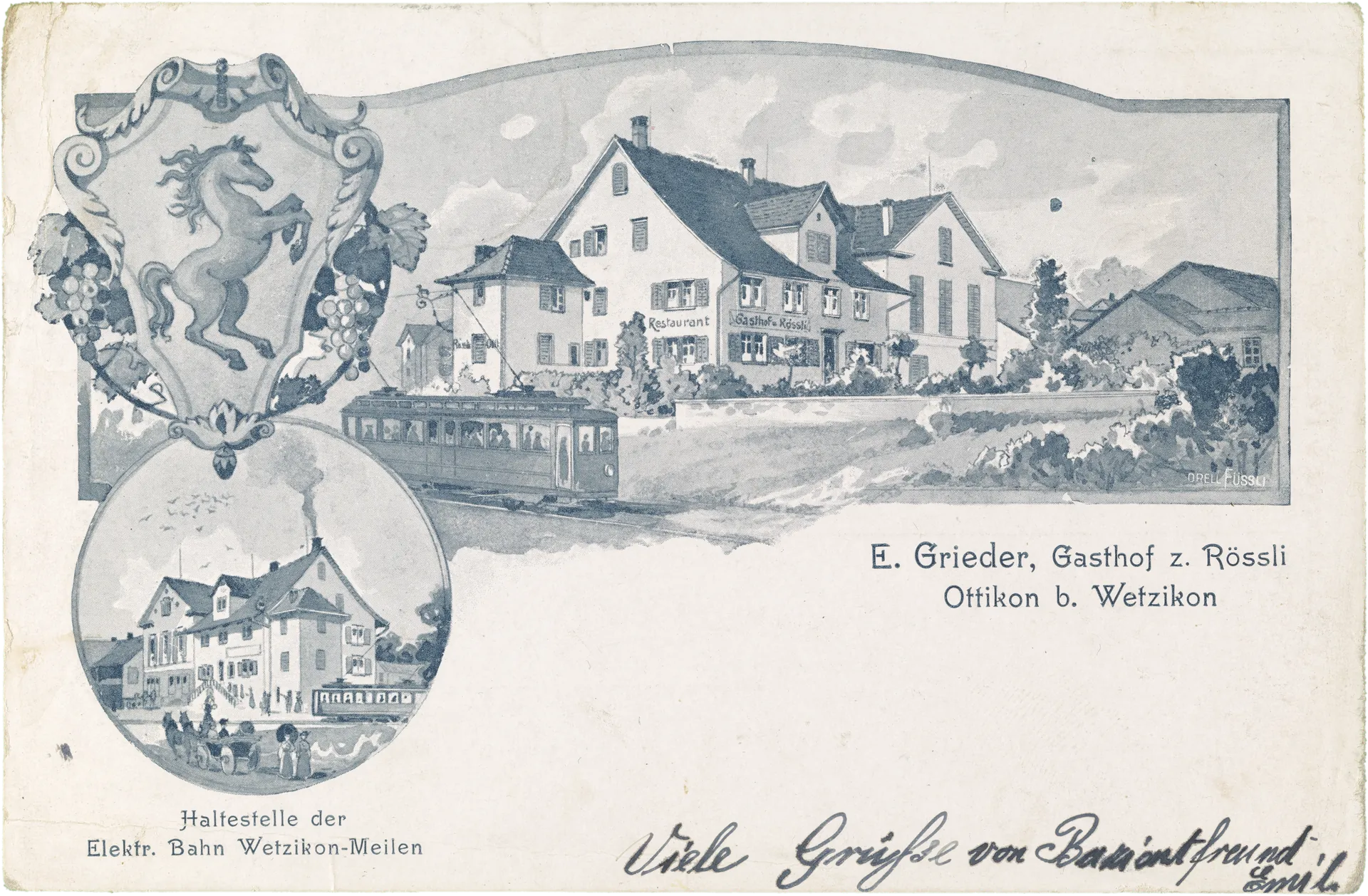 E. Grieder, Gasthof z. Rössli Ottikon b. Wetzikon – Vorderseite