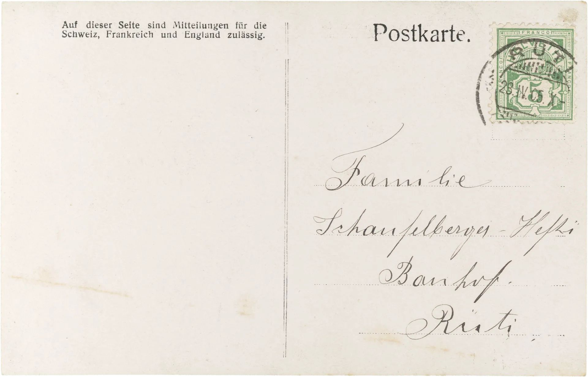 Famileinfoto, Ostergrüsse – Rückseite