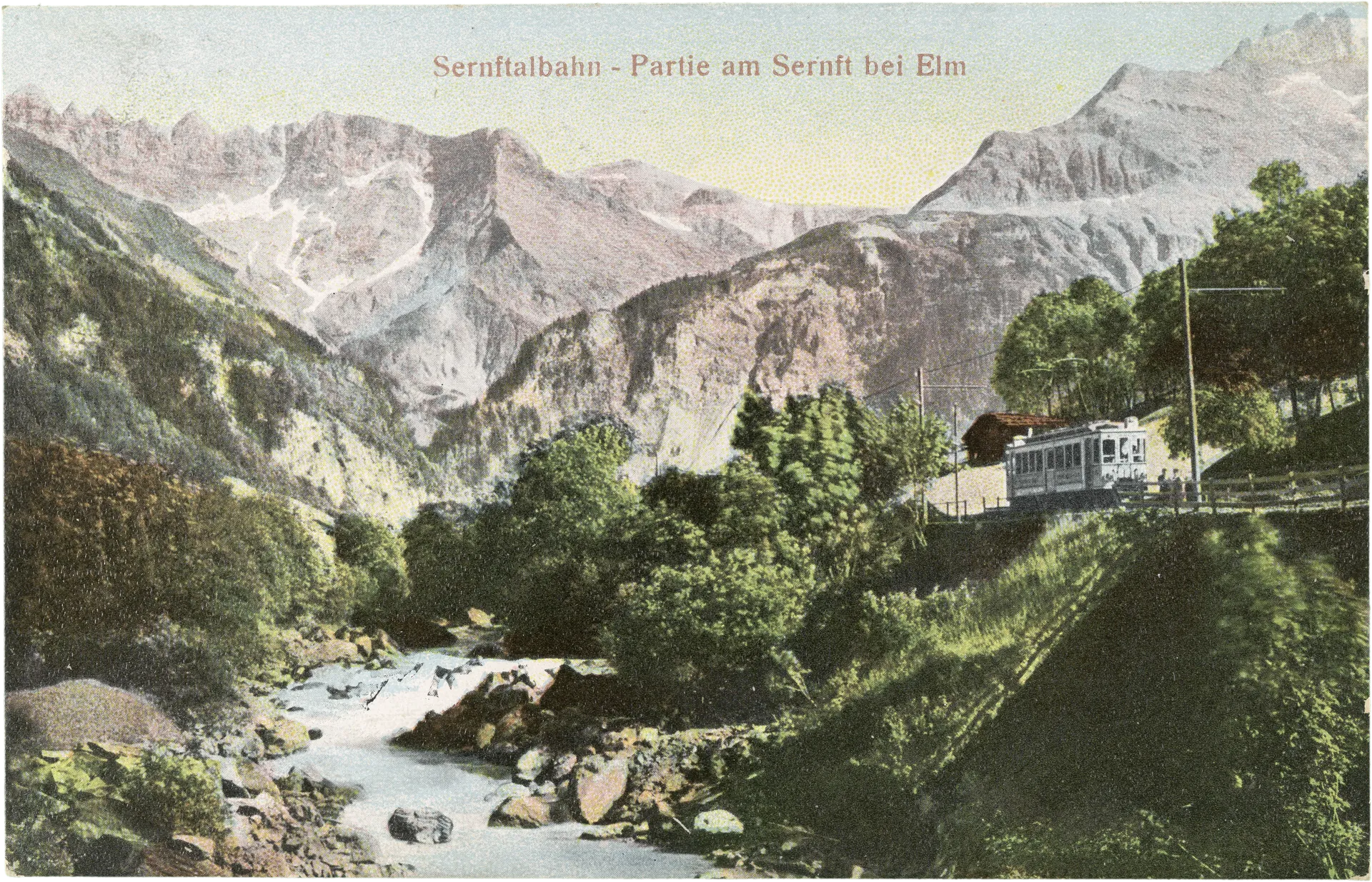 Sernftalbahn - Partie am Sernft bei Elm – Vorderseite