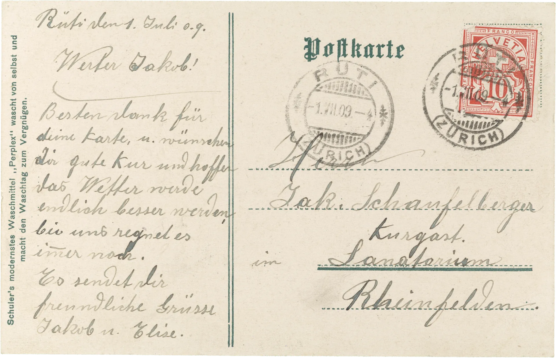 Zeppelin'sches Luftschiff Modell 4. – Rückseite