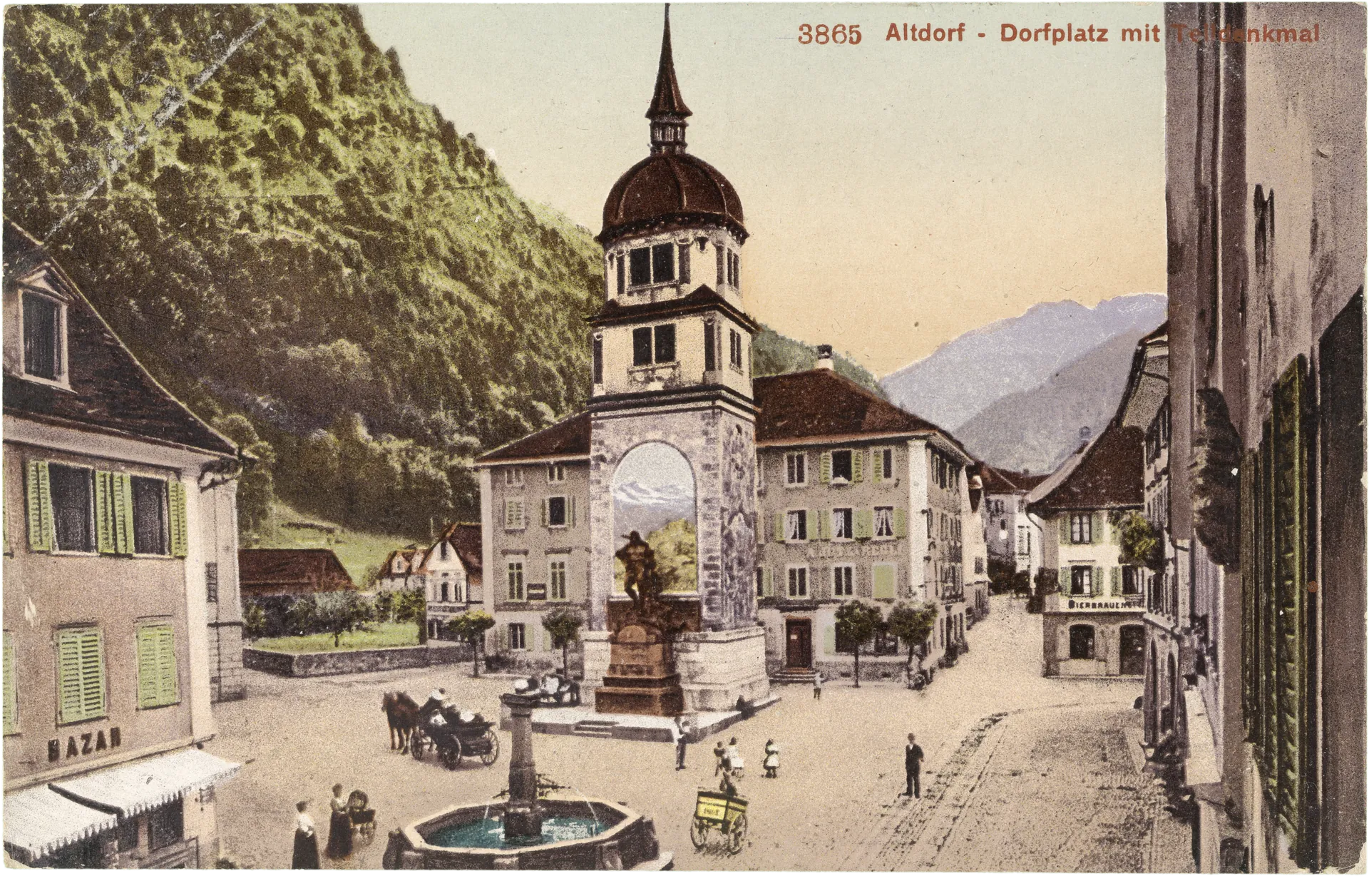 Altdorf - Dorfplatz mit Telldenkmal – Vorderseite
