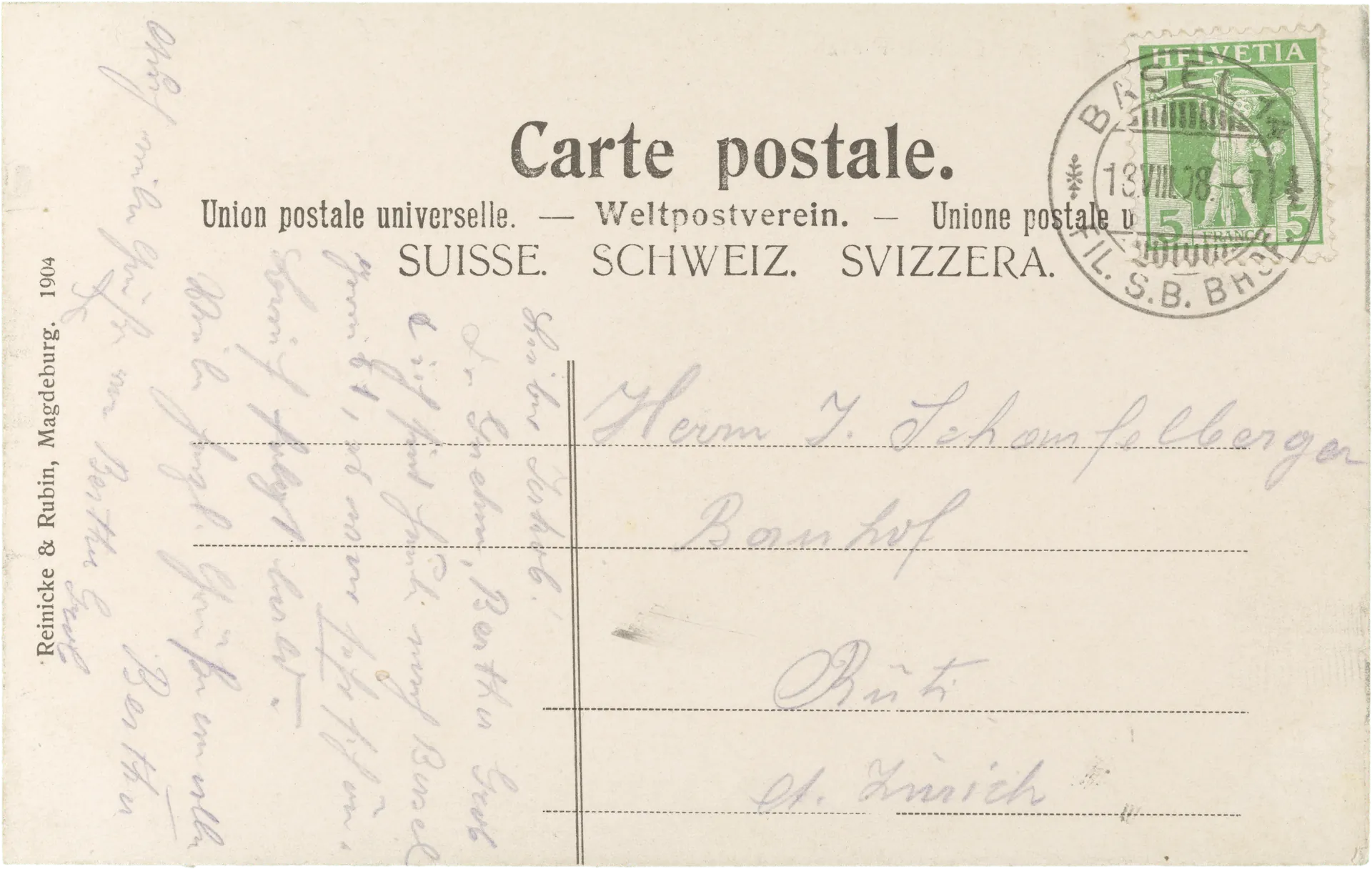 Basel – Partie am Aeschen-Platz – Rückseite