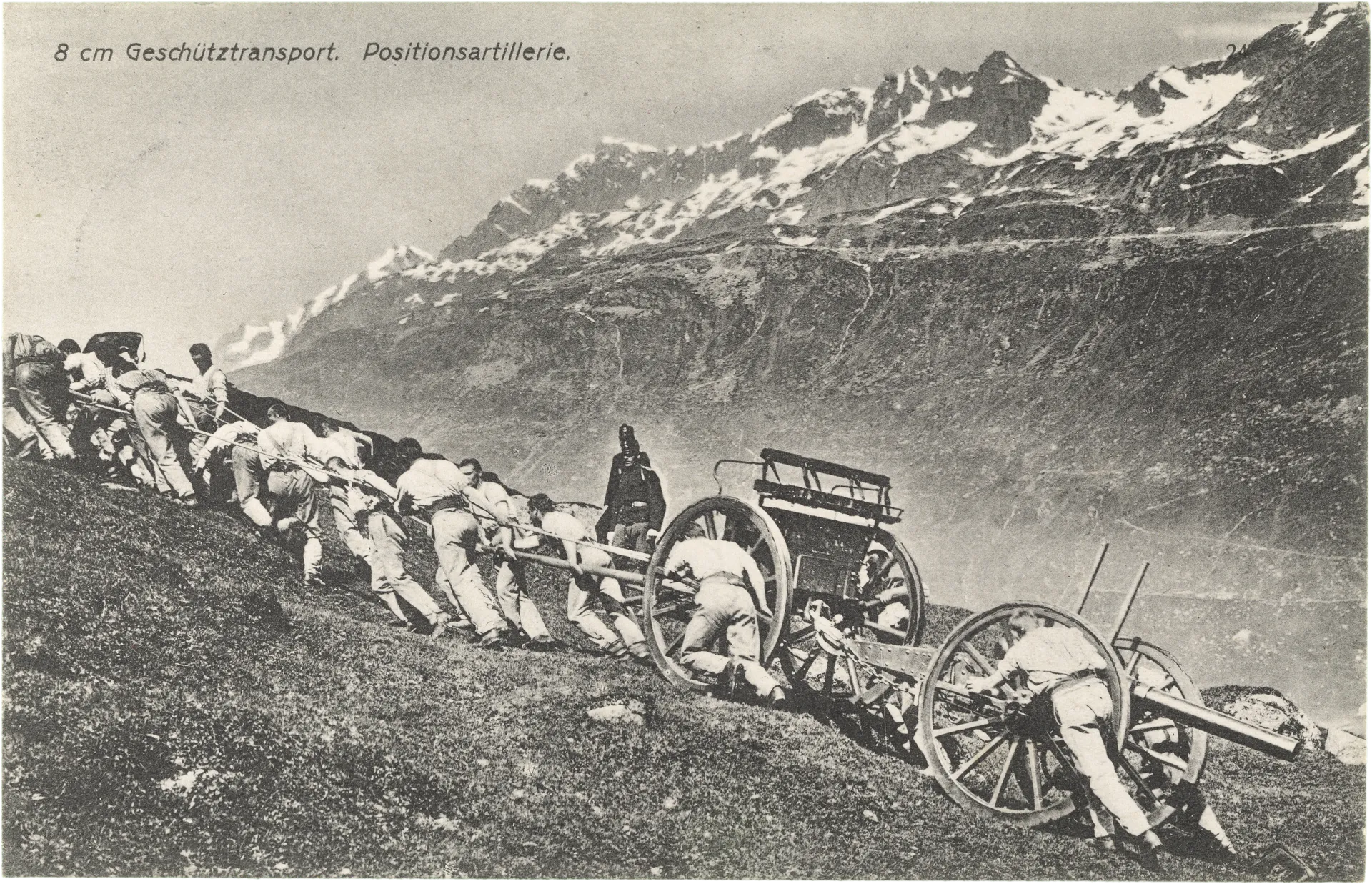 8 cm Geschütztransport. Positionsartillerie. – Vorderseite