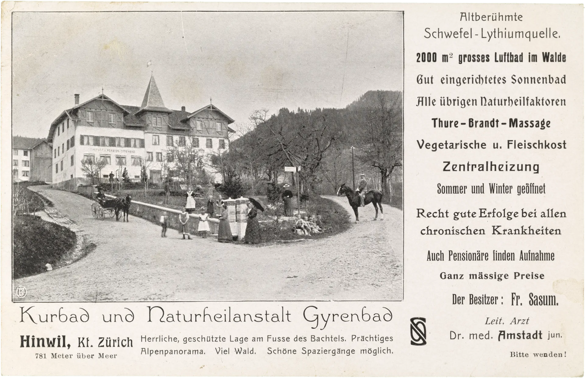 Kurbad und Naturheilanstalt Gyrenbad, Hinwil, Kt. Zürich – Vorderseite