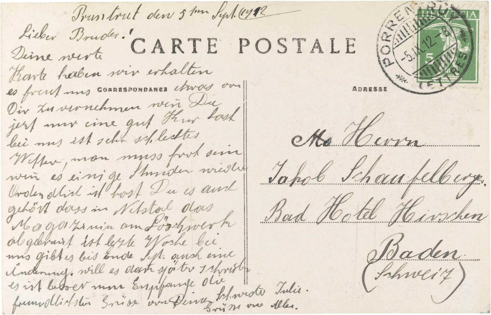 Porrentruy La Préfecture et la Banque Cantonale – Rückseite