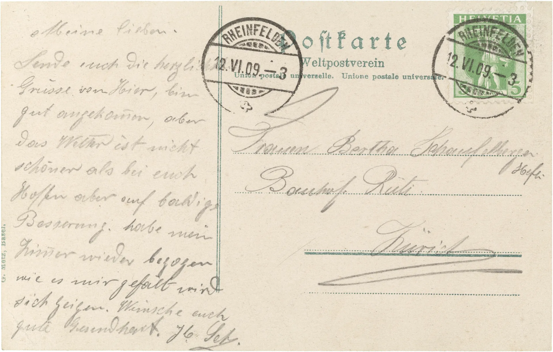 Rheinfelden. Kinder-Speisesaal im Sanatorium. – Rückseite