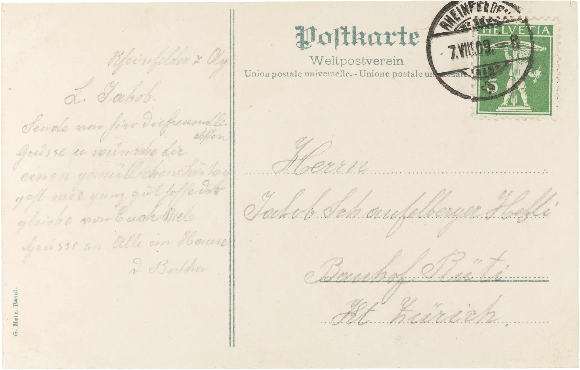 Rheinfelden, Partie aus dem Kronengarten – Rückseite