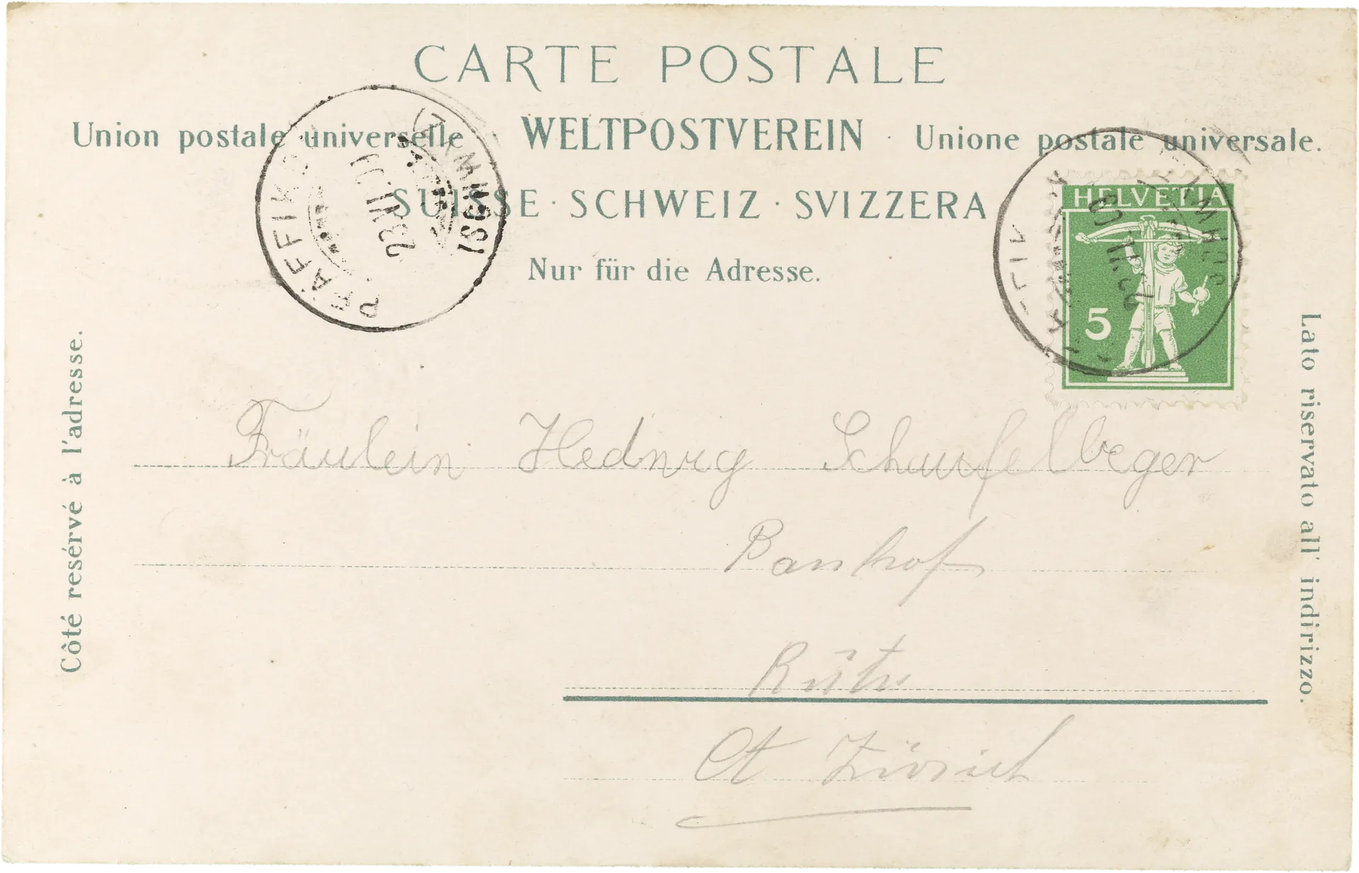 Luegeten u. Zürichsee. – Rückseite
